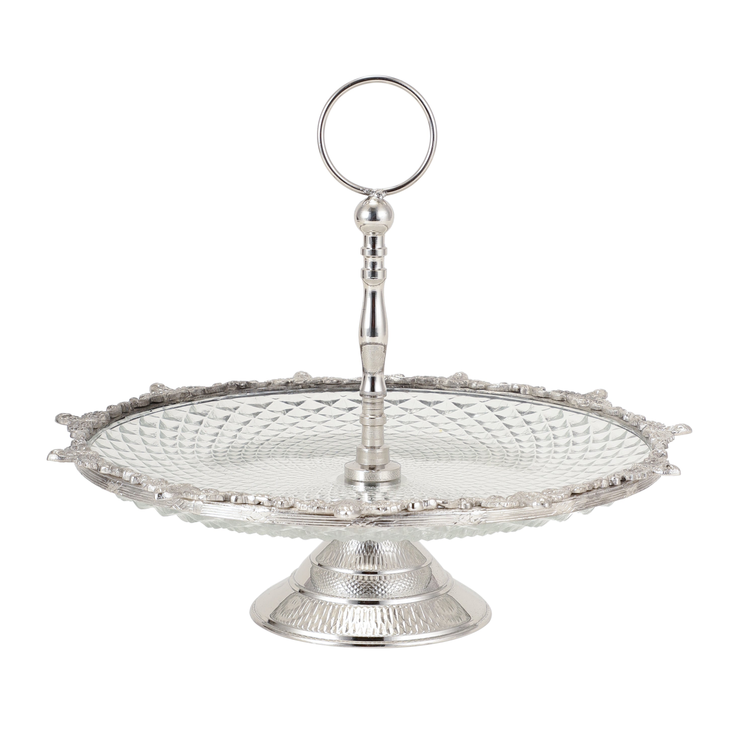 Crystal Spike Cake Stand In Silver M.M.I. OVERSEAS