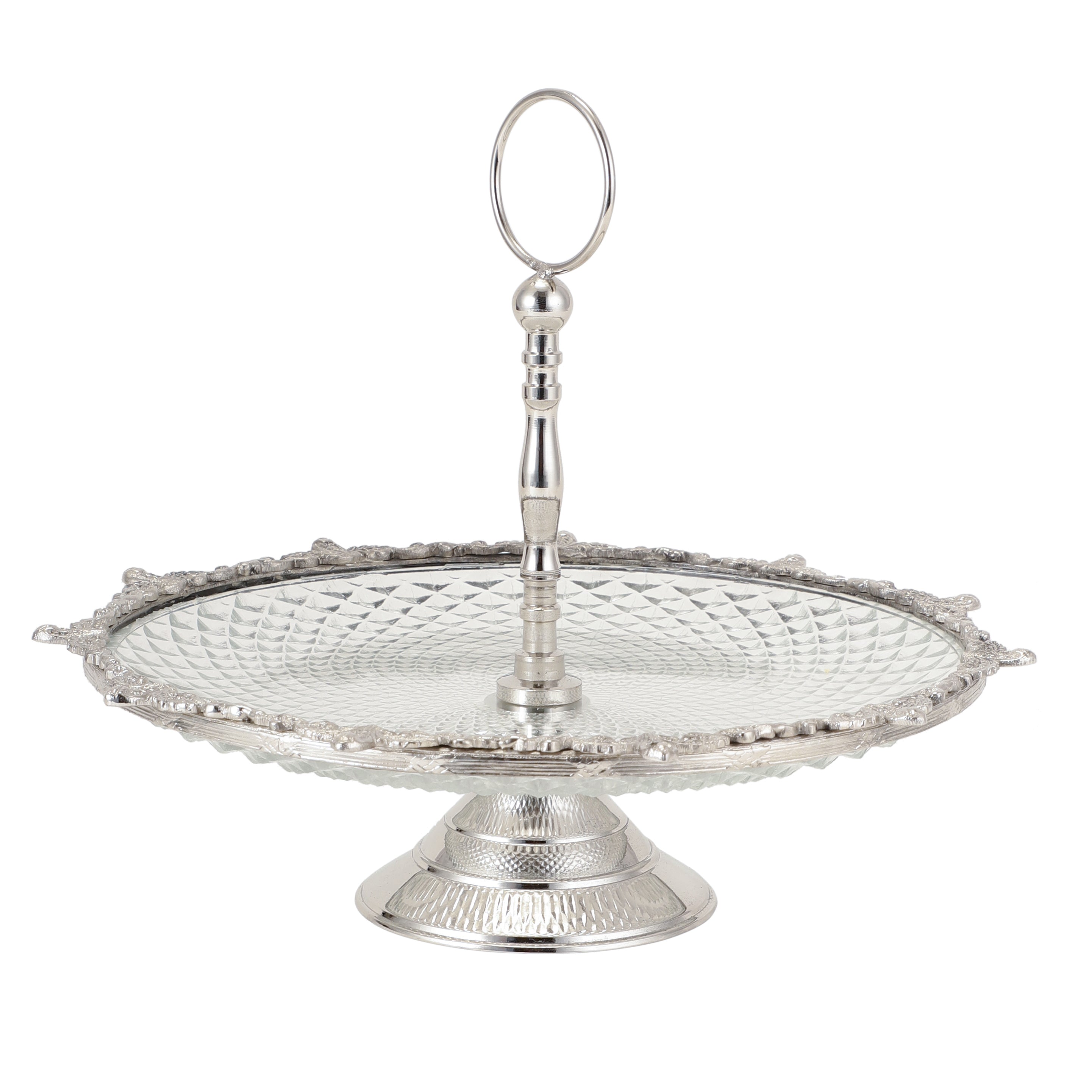 Crystal Spike Cake Stand In Silver M.M.I. OVERSEAS