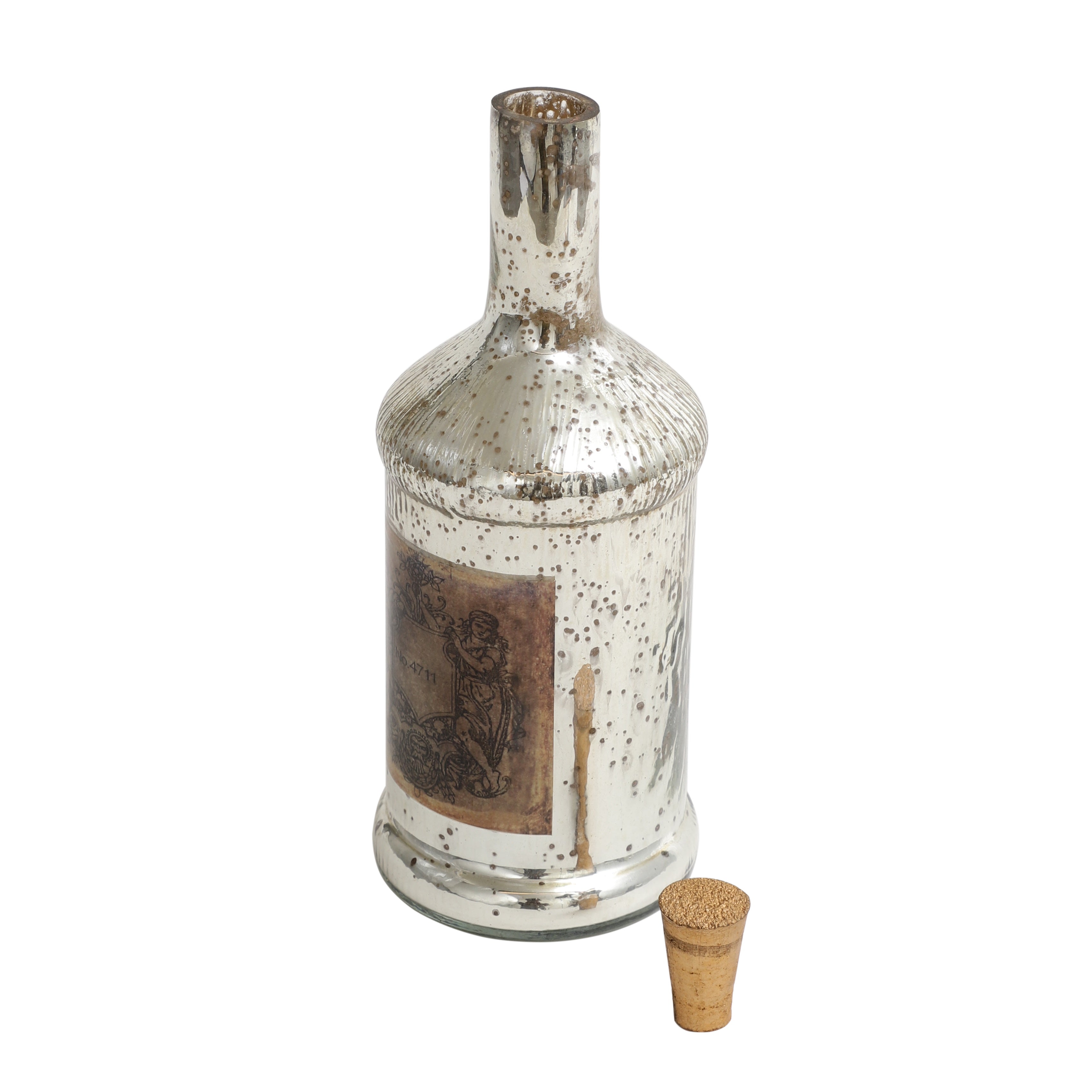 Antique Glass Legacy Square Bottle Decorative M.M.I. OVERSEAS