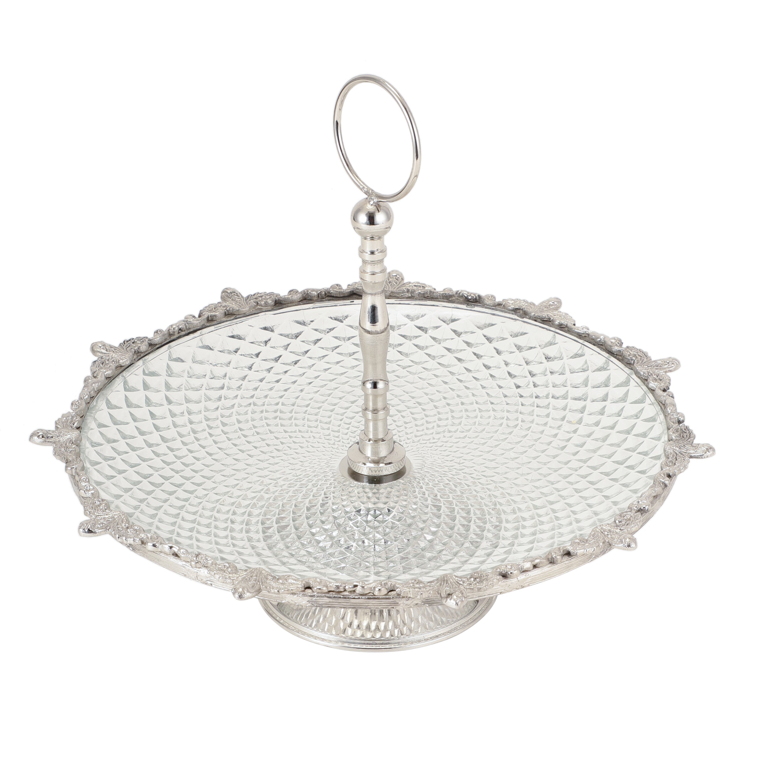 Crystal Spike Cake Stand In Silver M.M.I. OVERSEAS
