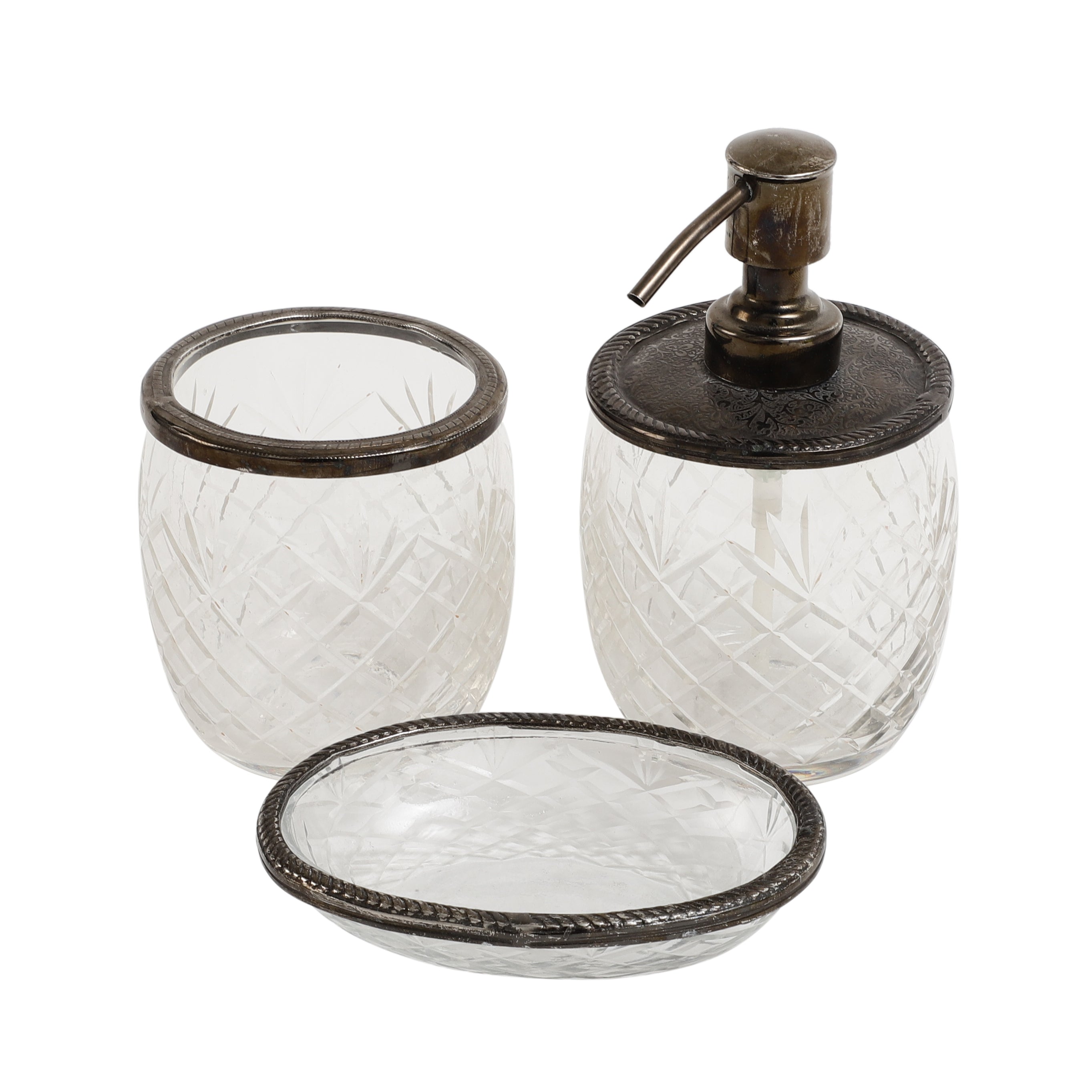 Astrid Crystal Cut Bathroom set in black M.M.I. OVERSEAS