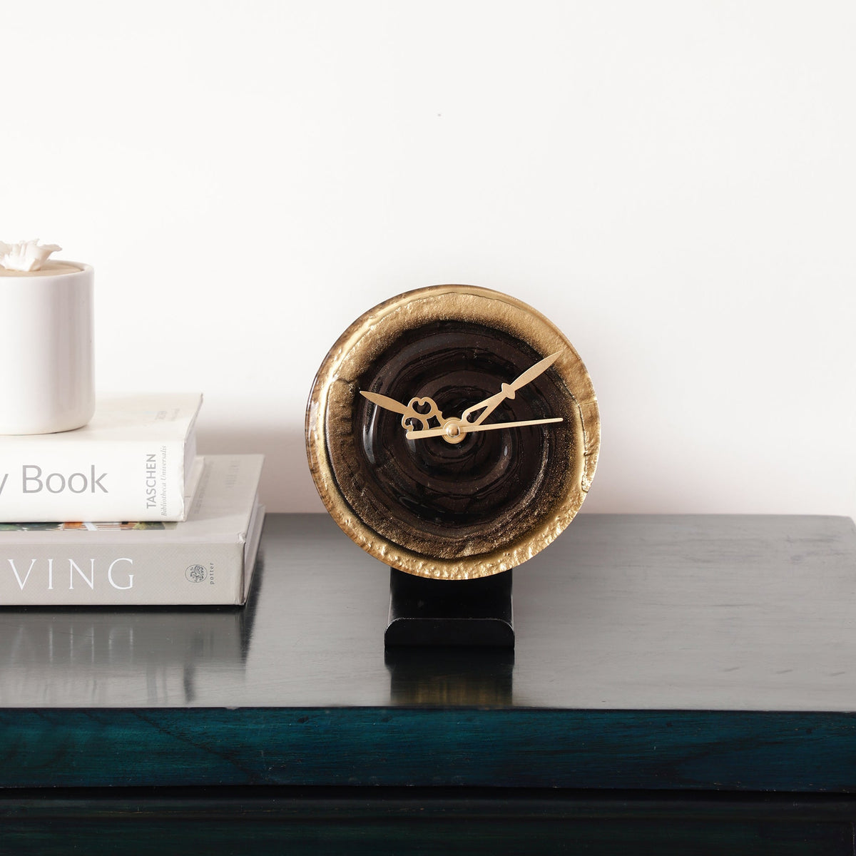 Peirre Glass Embossed Table Clock M.M.I. OVERSEAS