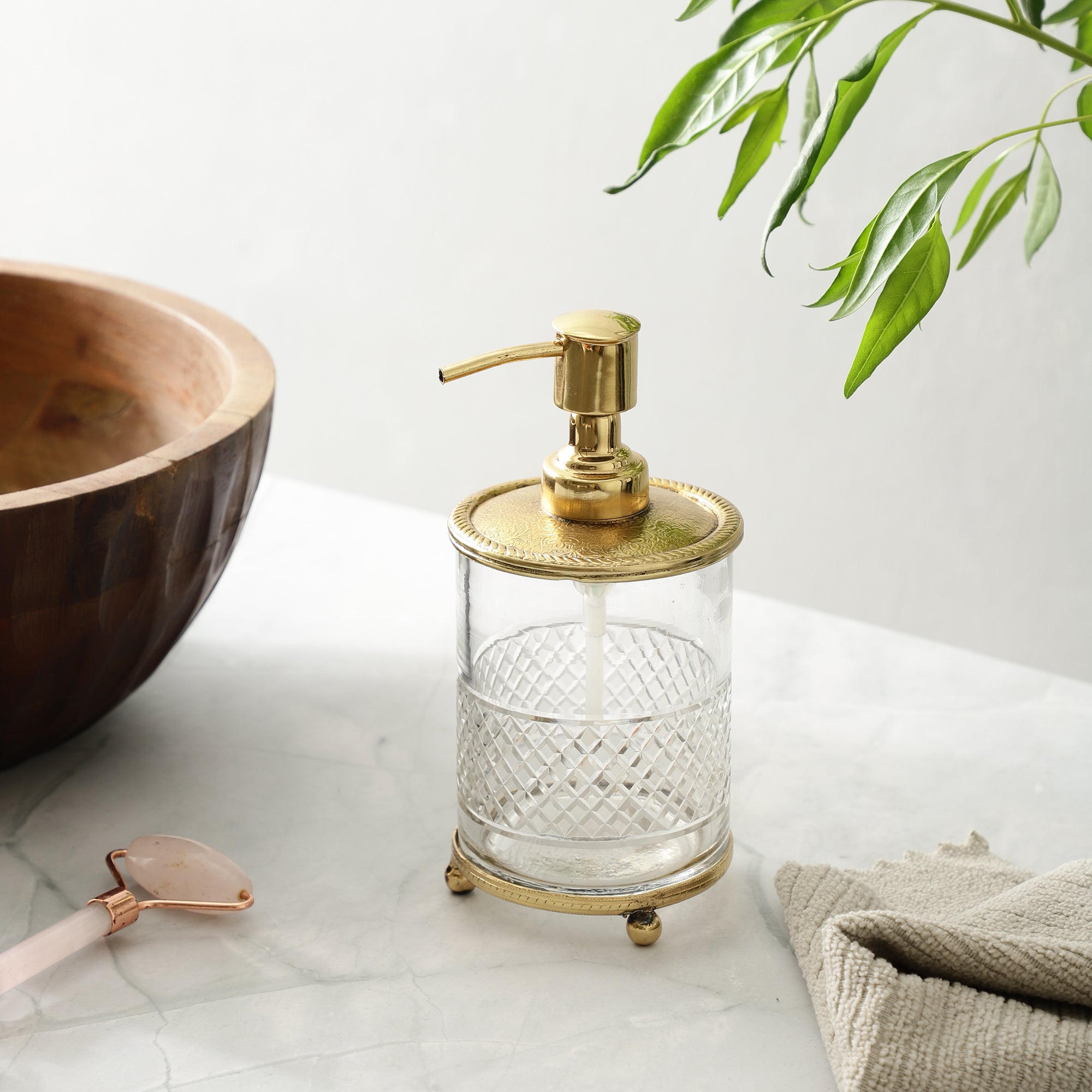 Blake Crystal Cut Dispenser In Gold M.M.I. OVERSEAS