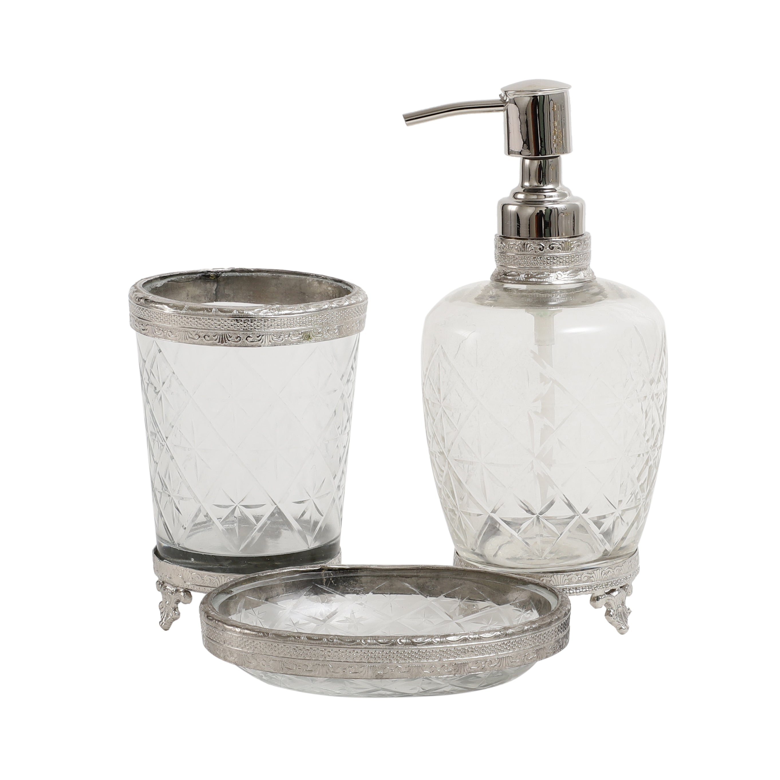 Starlight crystal Cut bathroom set in silver M.M.I. OVERSEAS