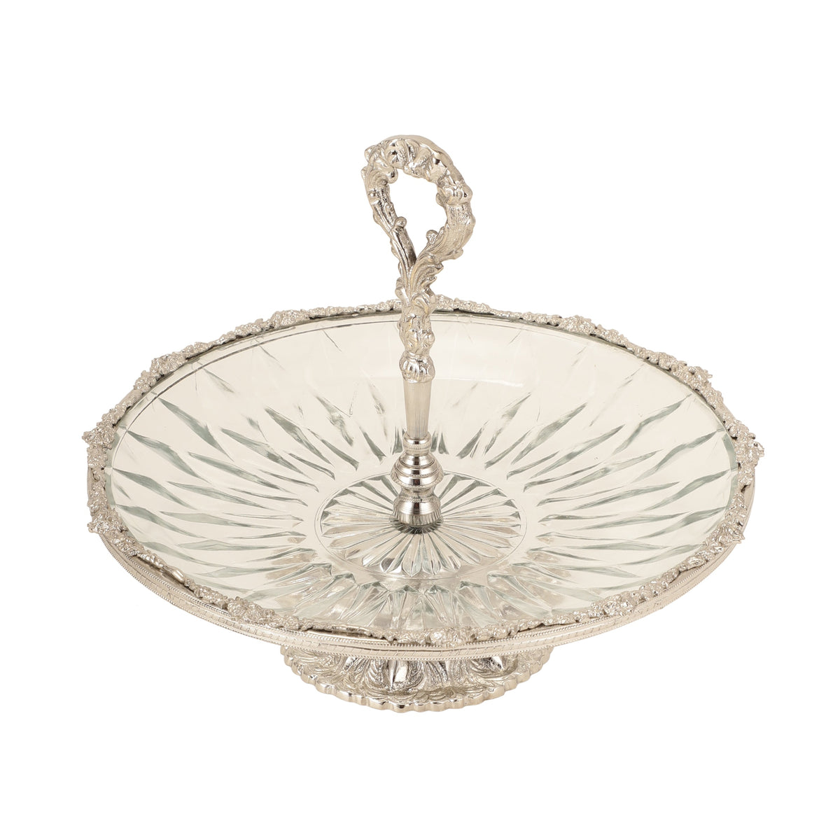 Spearhead Crystal Cake Stand in Silver M.M.I. OVERSEAS