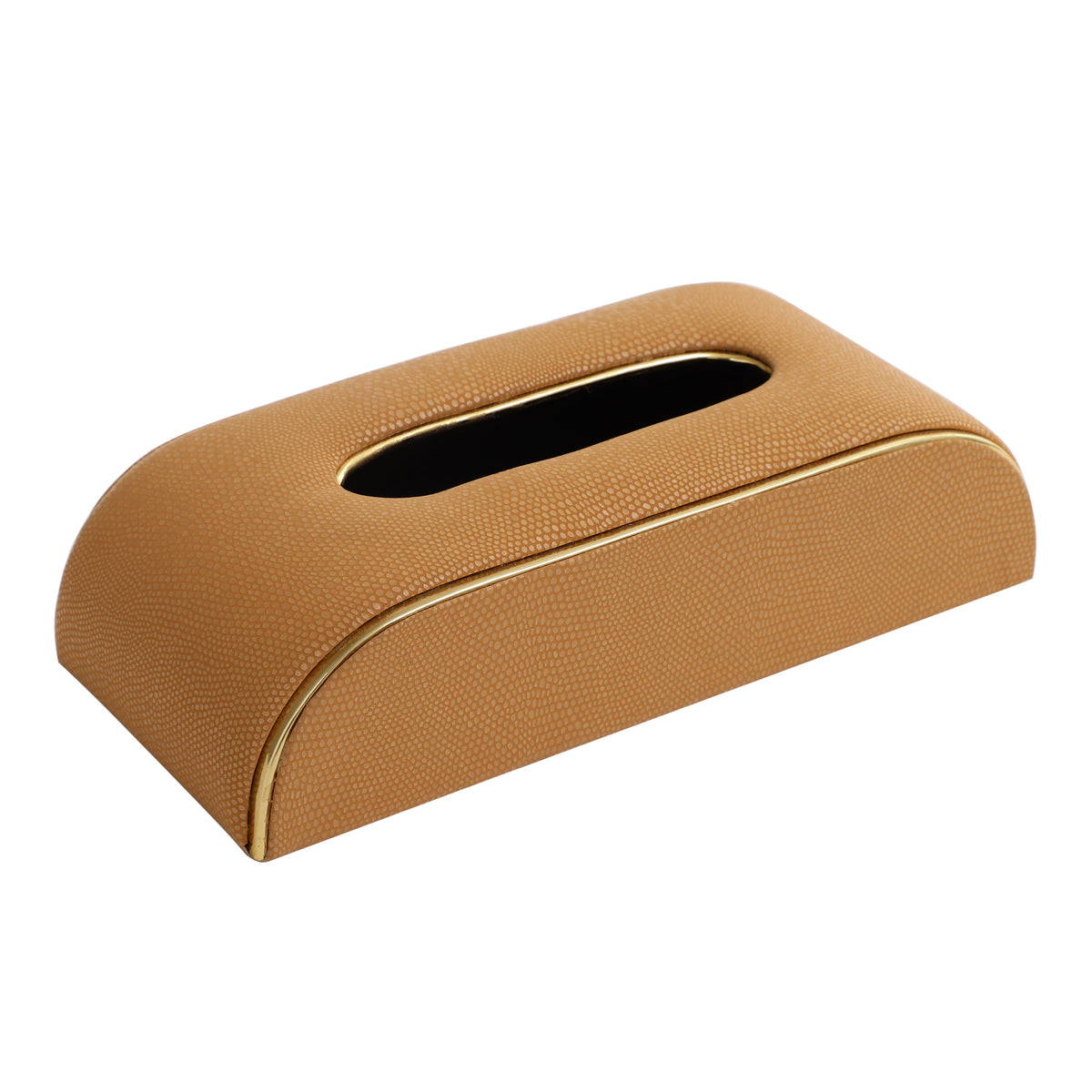 Sleek Slant Leather Napkin Box M.M.I. OVERSEAS
