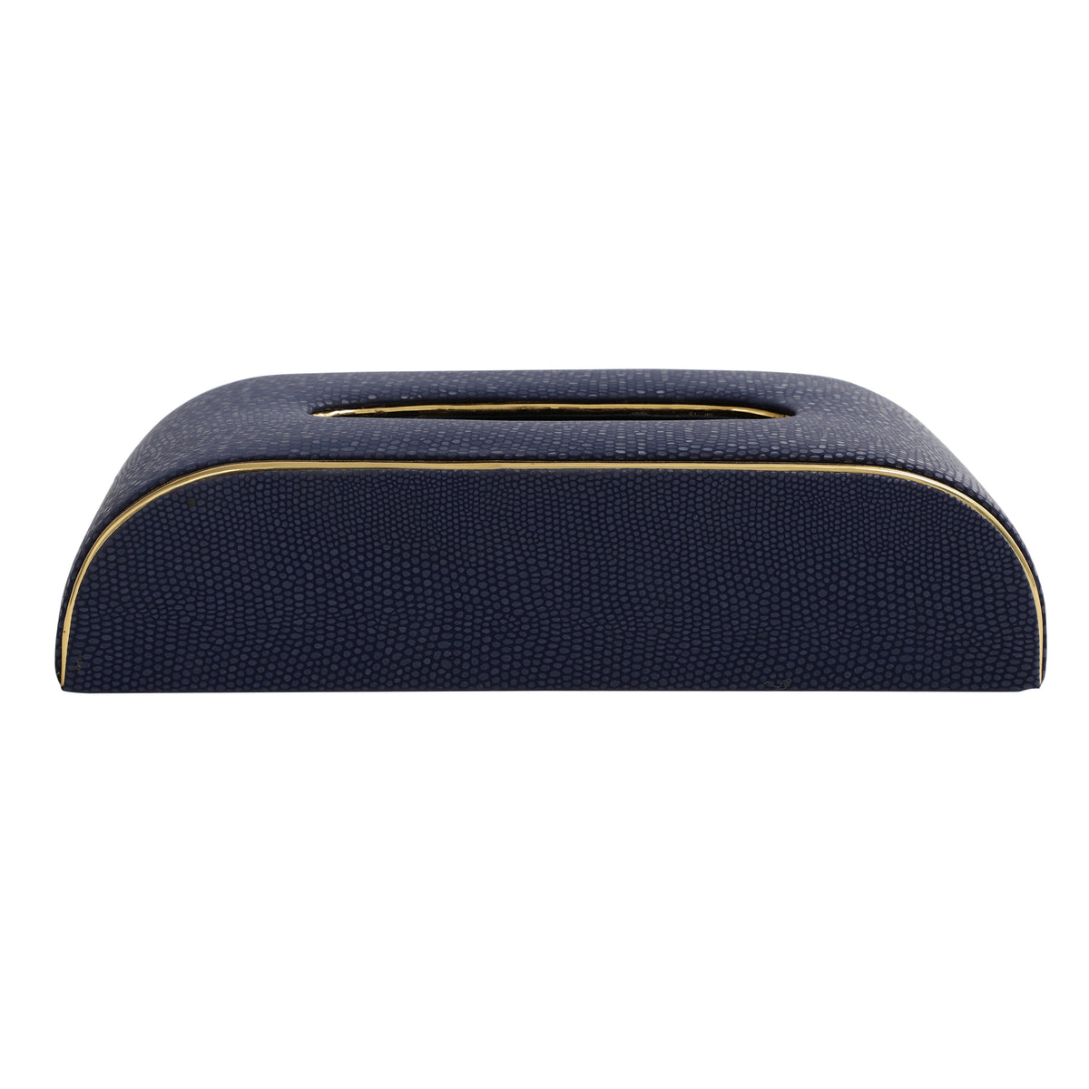 Sleek Slant Leather Napkin Box Blue M.M.I. OVERSEAS