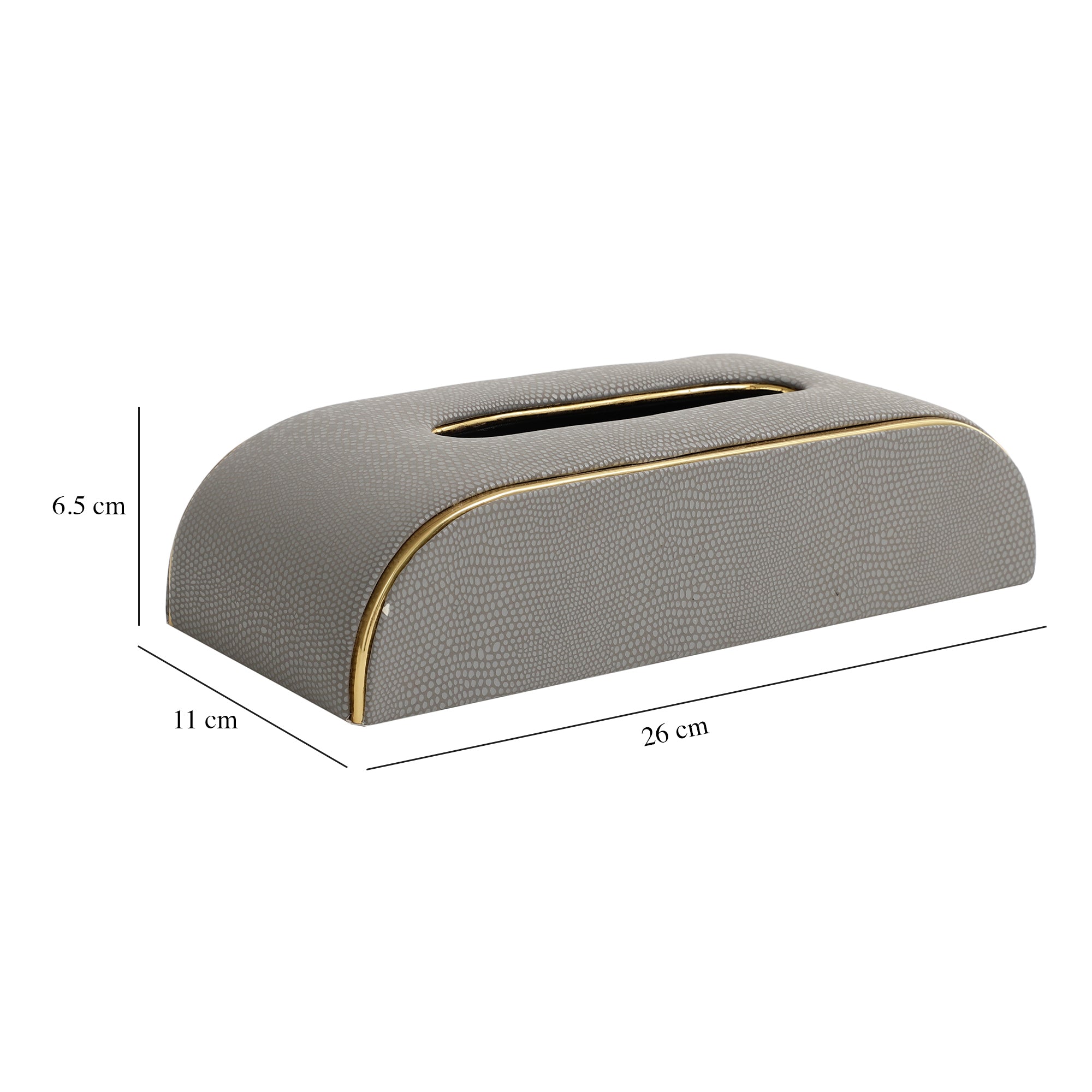 Sleek Slant Leather Napkin Box Grey