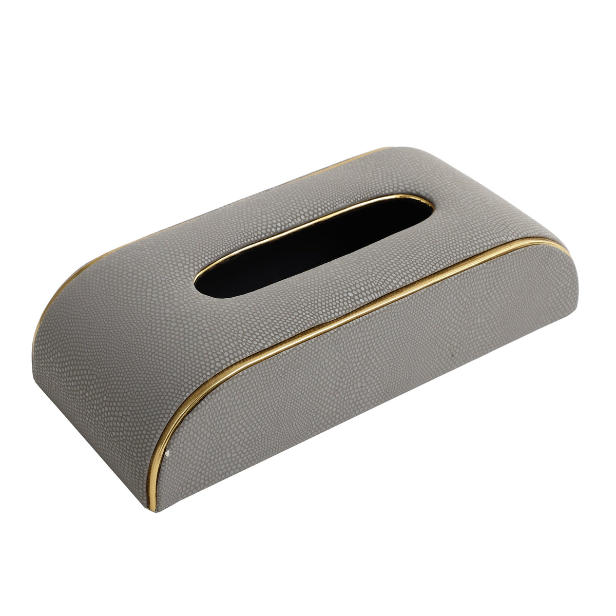 Sleek Slant Leather Napkin Box Grey M.M.I. OVERSEAS