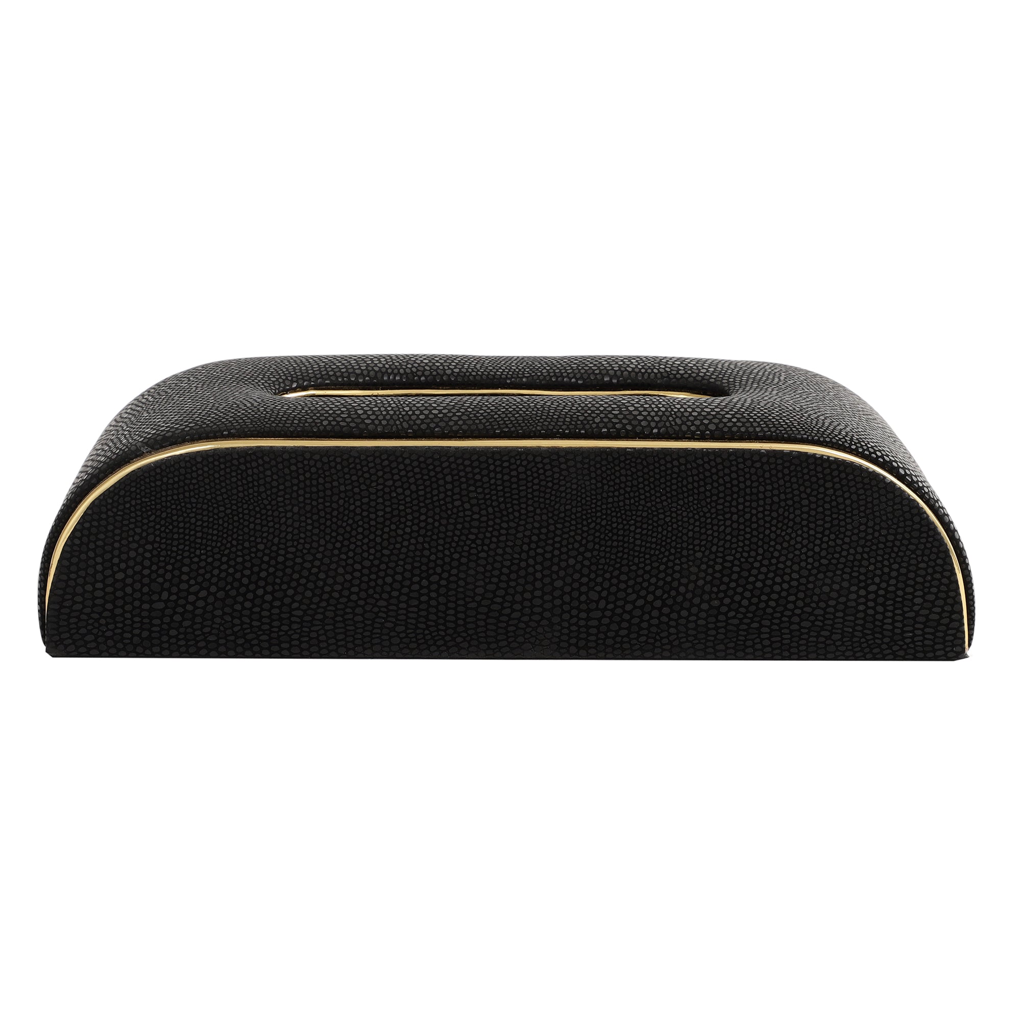 Sleek Slant Leather Napkin Box Black