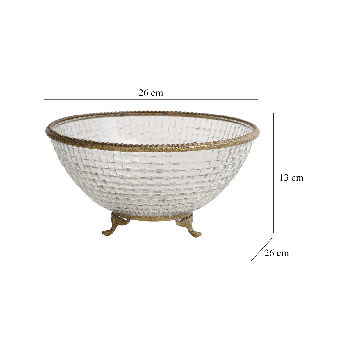 Ribbed Glass Antique Brass Bowl M.M.I. OVERSEAS