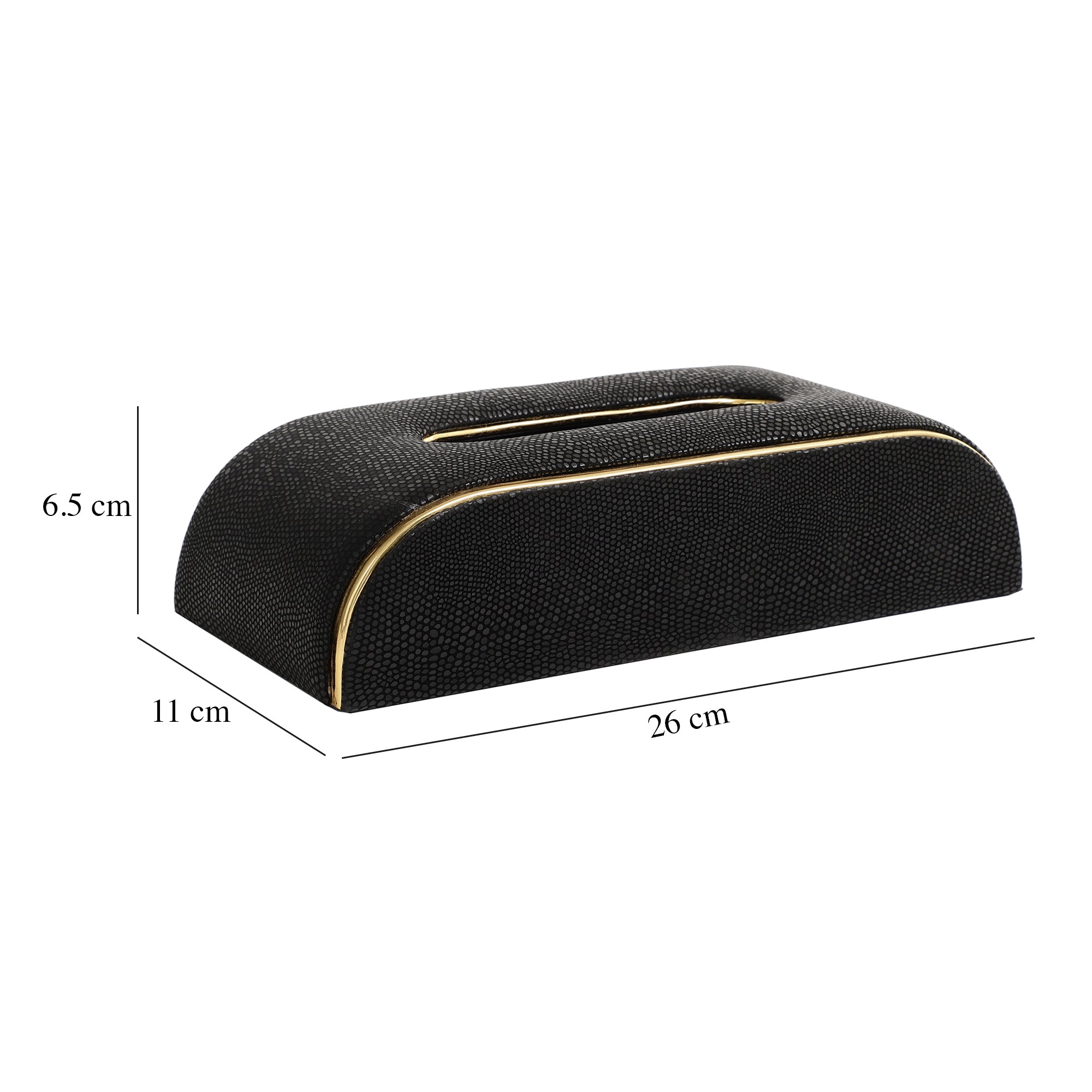 Sleek Slant Leather Napkin Box Black