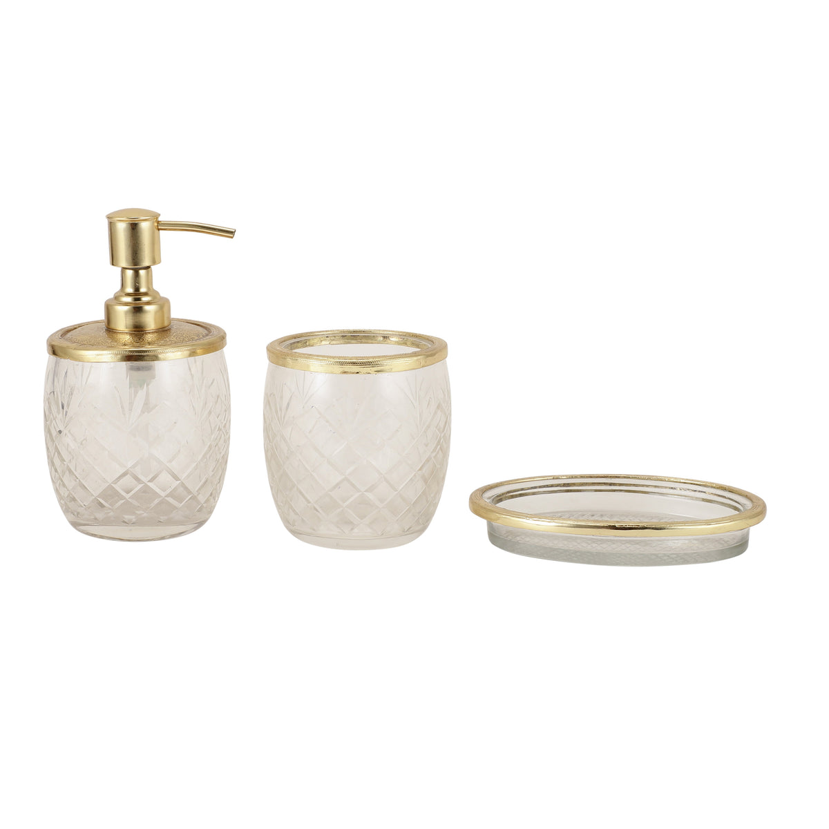 Astrid Crystal Cut Bathroom set in Gold M.M.I. OVERSEAS