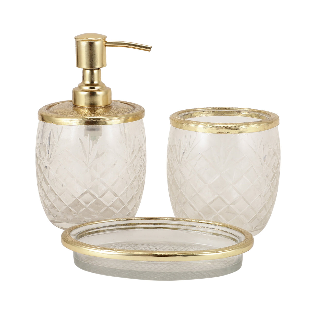Astrid Crystal Cut Bathroom set in Gold M.M.I. OVERSEAS