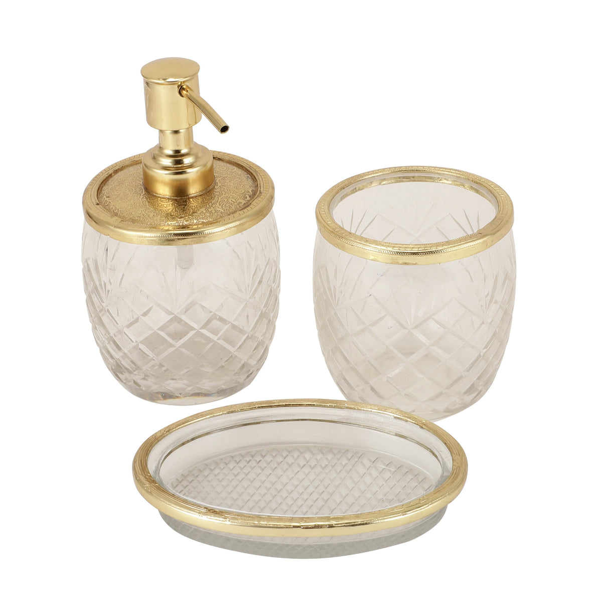 Astrid Crystal Cut Bathroom set in Gold M.M.I. OVERSEAS