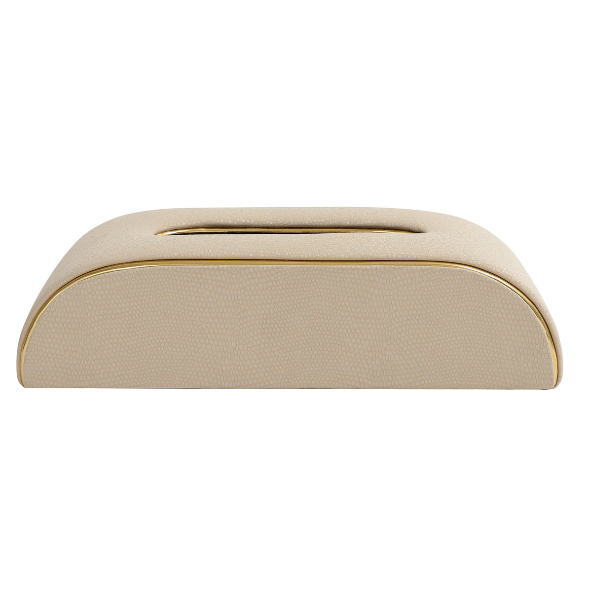 Sleek Slant Leather Napkin Box Cream M.M.I. OVERSEAS
