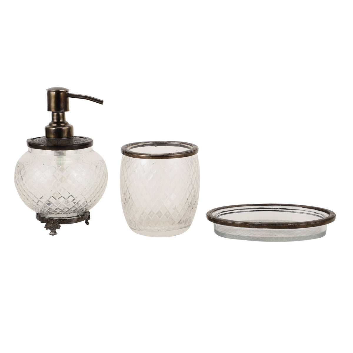 Olivia Daimond Crystal Cut bathroom set in Black M.M.I. OVERSEAS