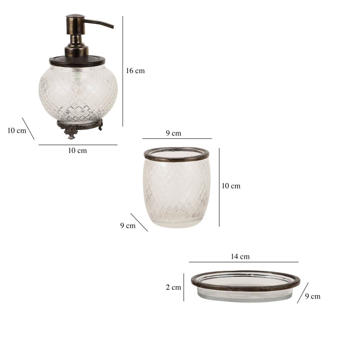 Olivia Daimond Crystal Cut bathroom set in Black M.M.I. OVERSEAS