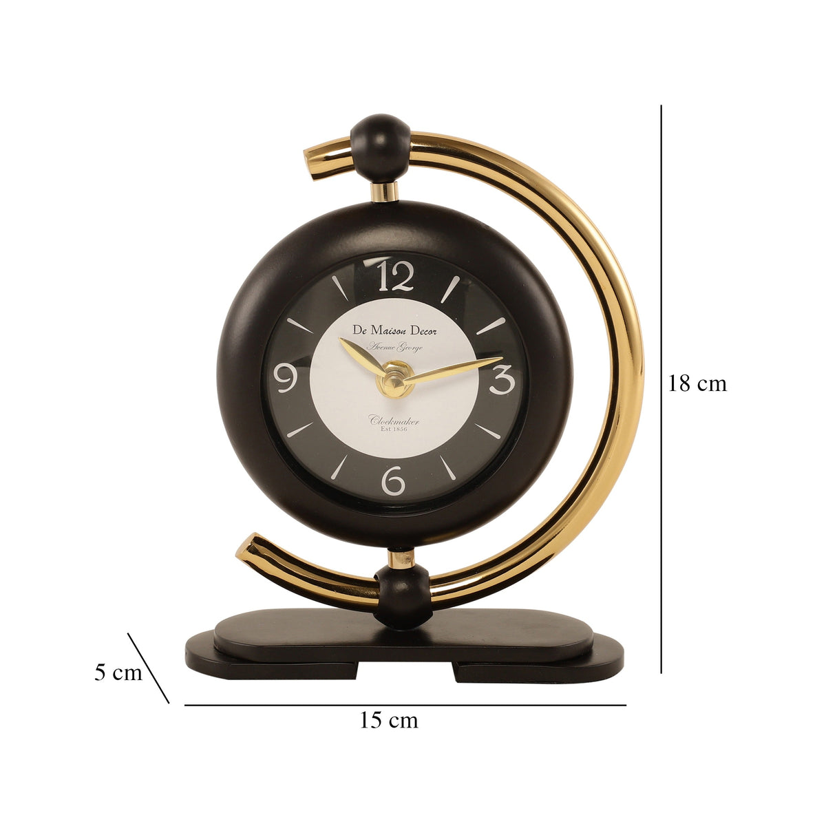 Aleksi 3 mini clock in black and gold M.M.I. OVERSEAS