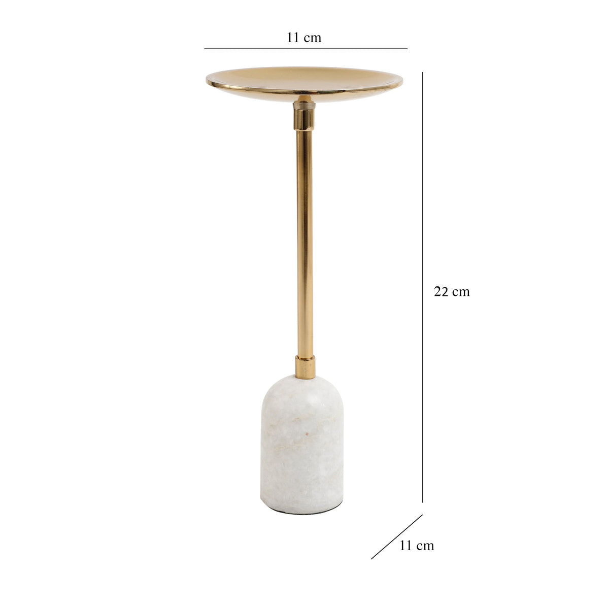Marble Pri Pillar Candle medium stand in gold M.M.I. OVERSEAS