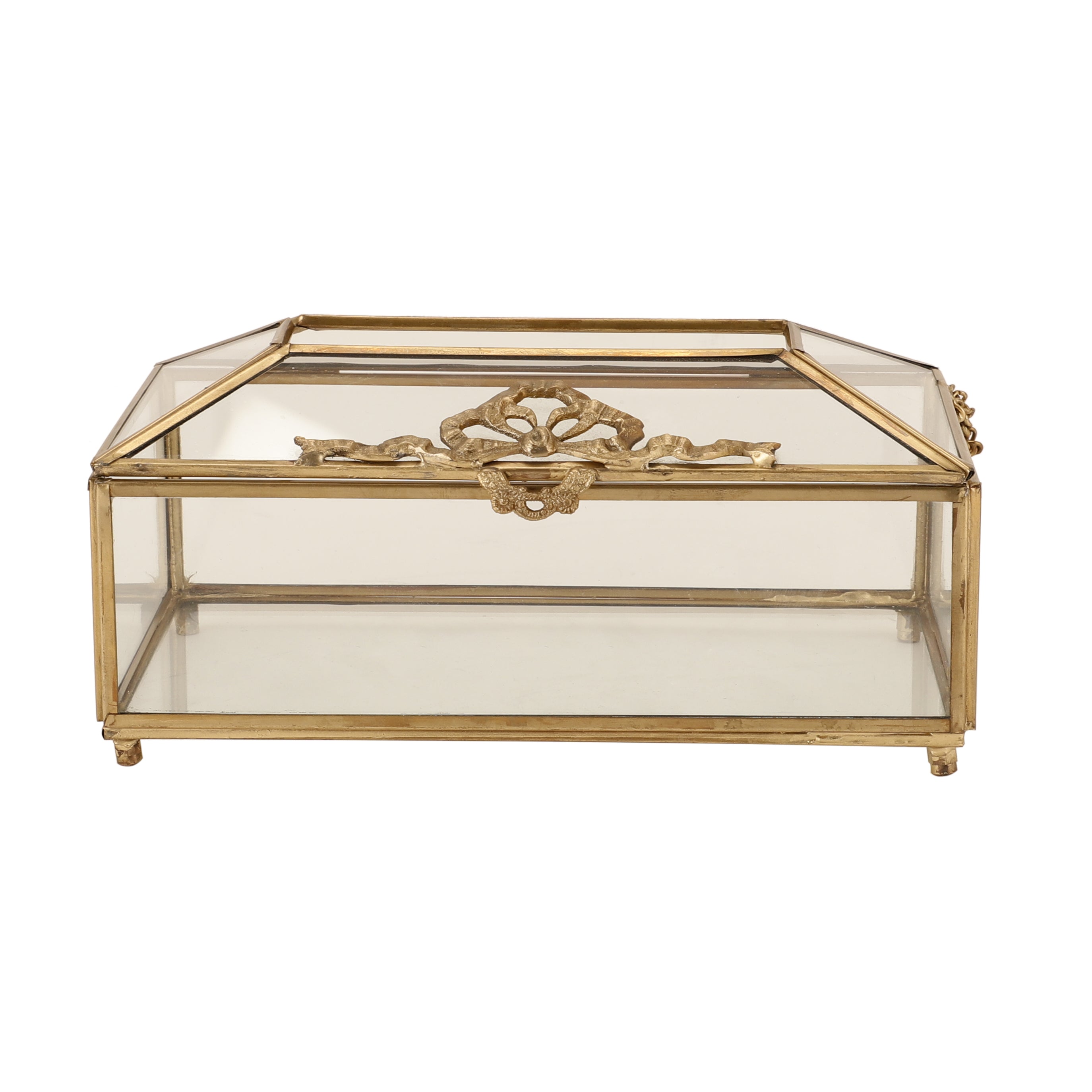 Royal Crown Brass & Glass Napkin Box M.M.I. OVERSEAS