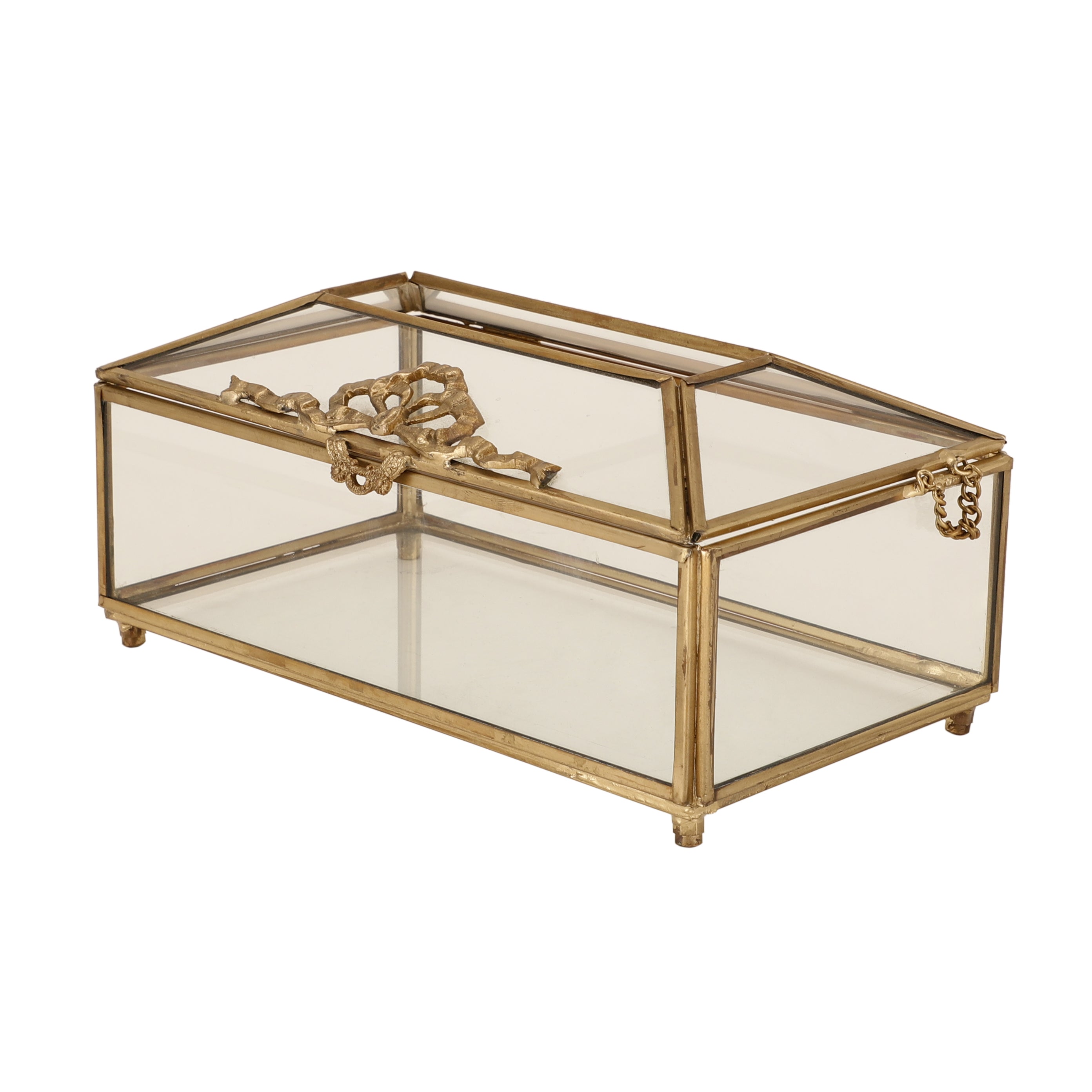 Royal Crown Brass & Glass Napkin Box M.M.I. OVERSEAS