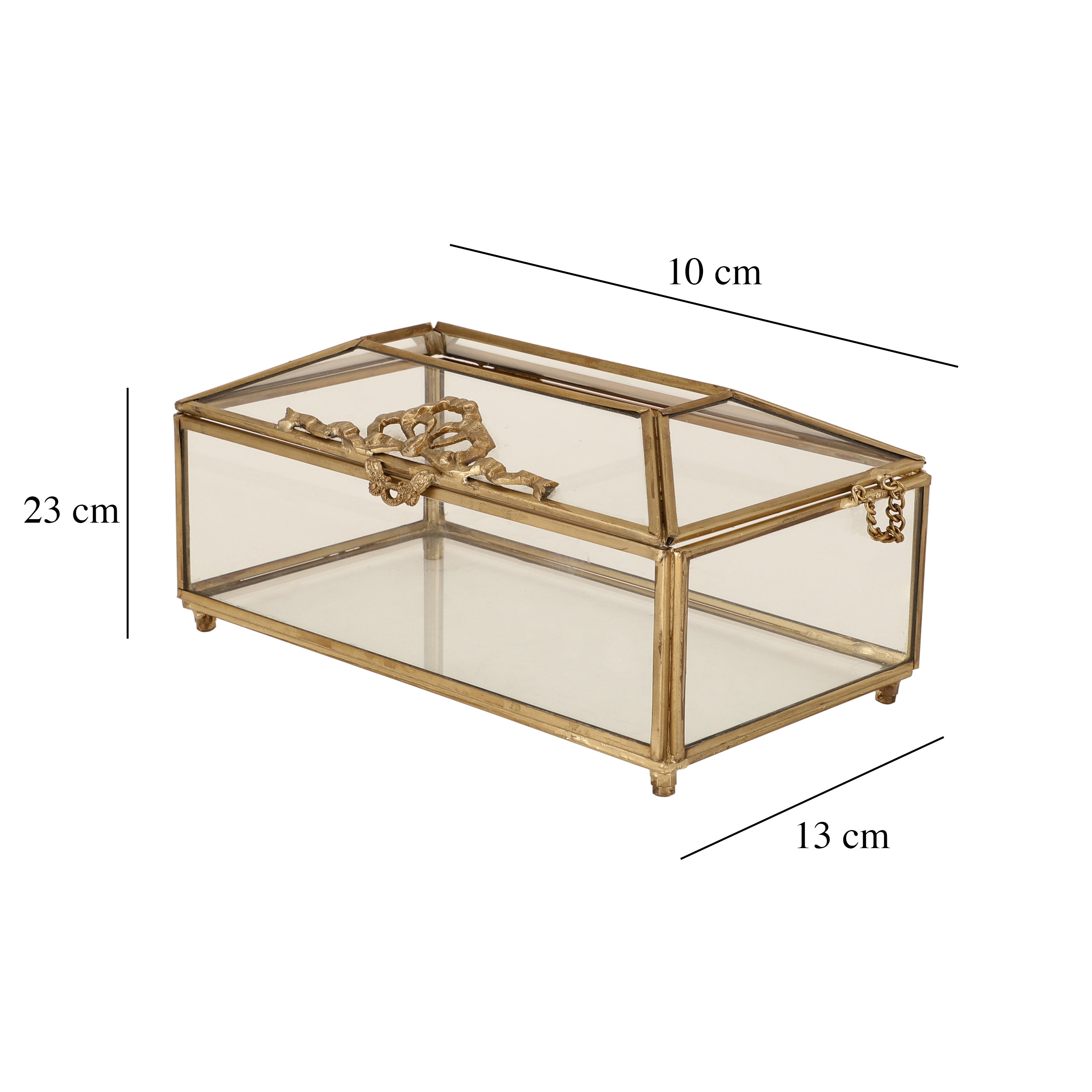 Royal Crown Brass & Glass Napkin Box M.M.I. OVERSEAS