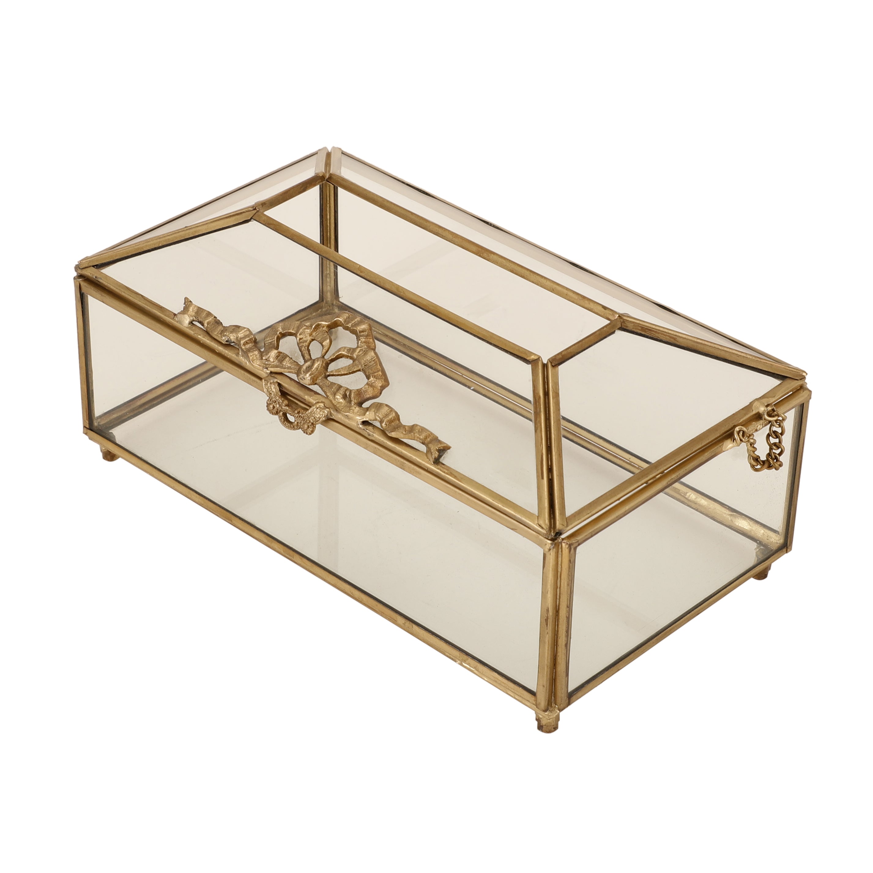 Royal Crown Brass & Glass Napkin Box M.M.I. OVERSEAS