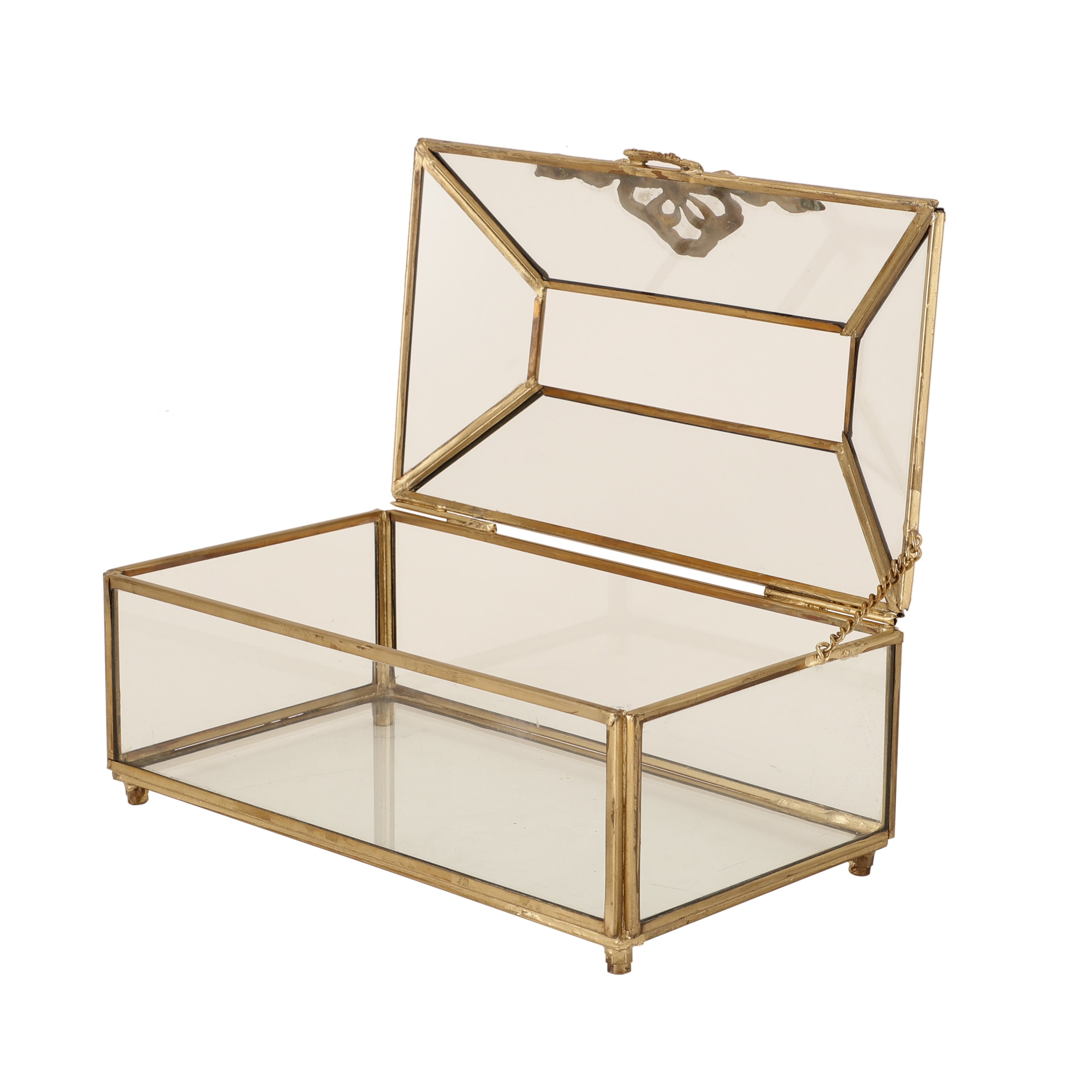 Royal Crown Brass & Glass Napkin Box M.M.I. OVERSEAS