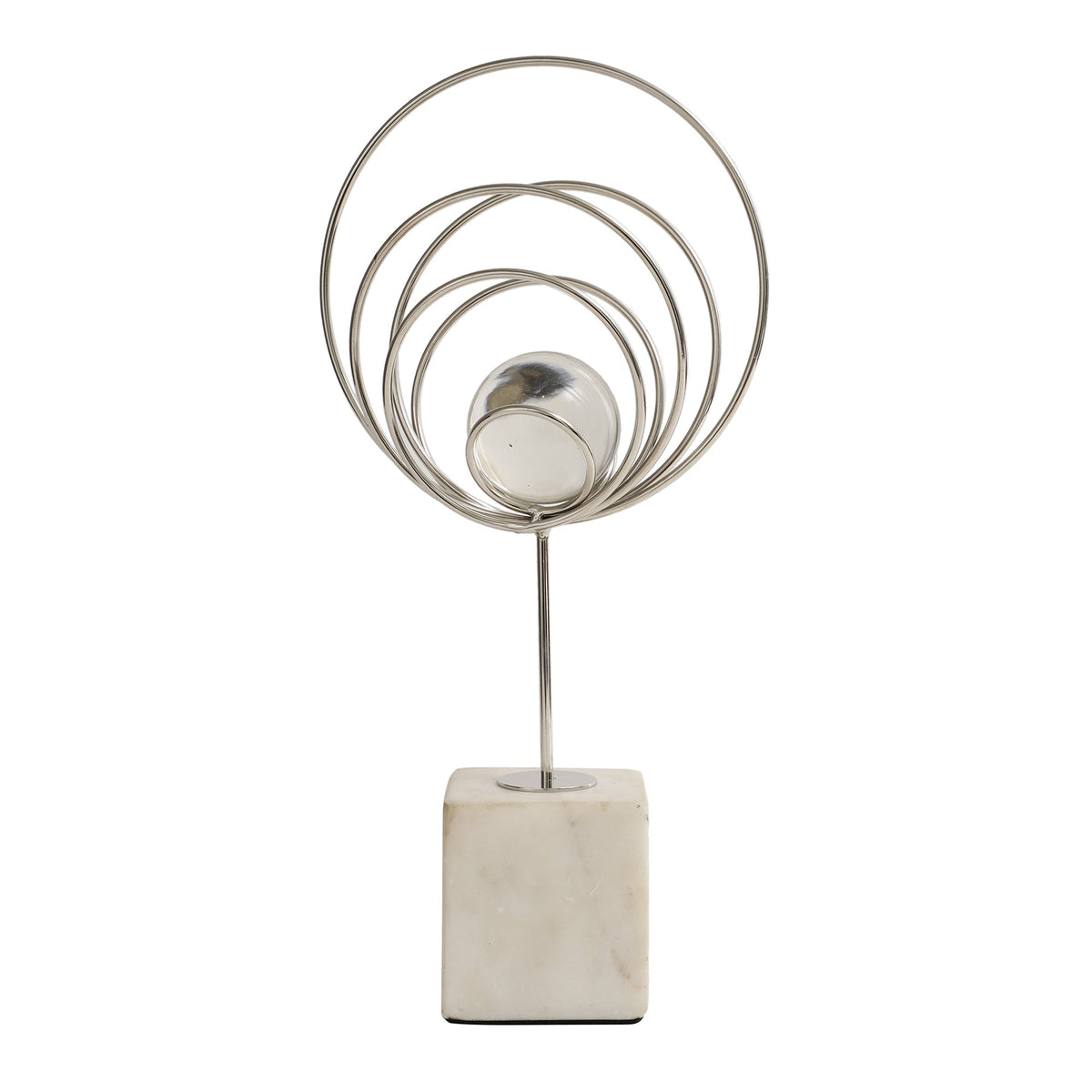 Aurora Silver Rings Crystal Ball Sculpture M.M.I. OVERSEAS