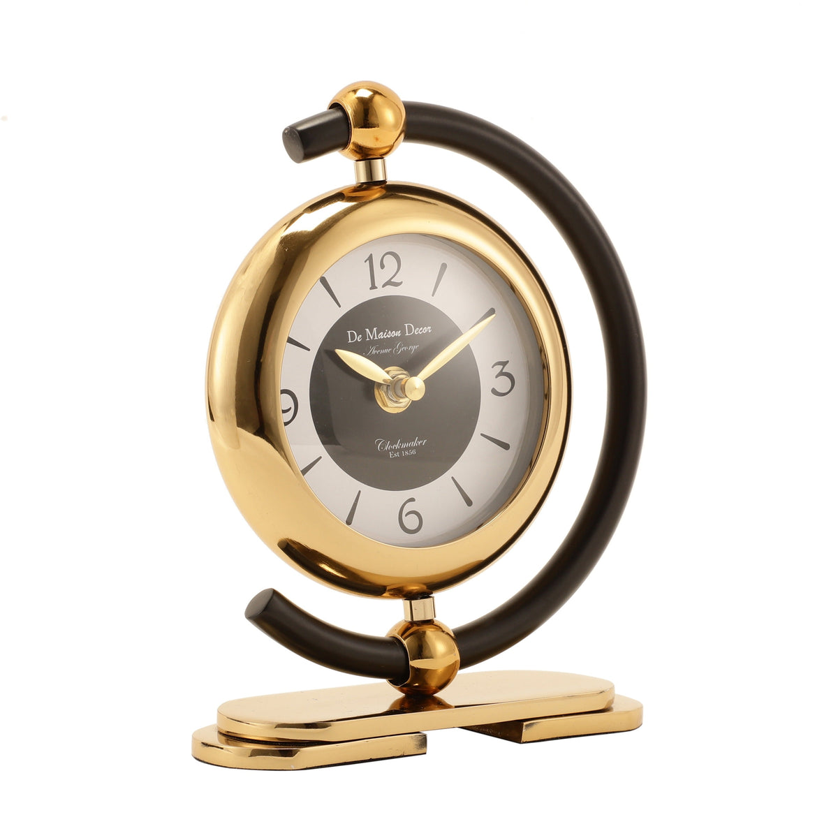 Aleksi 3 mini clock in black and gold M.M.I. OVERSEAS
