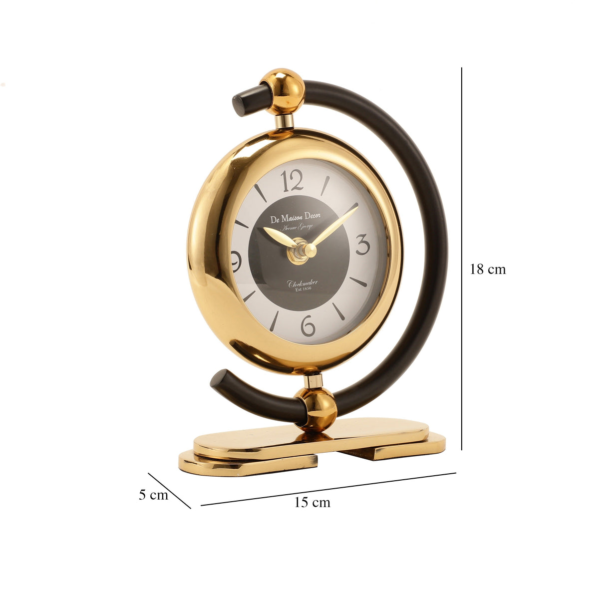 Aleksi 3 mini clock in black and gold M.M.I. OVERSEAS