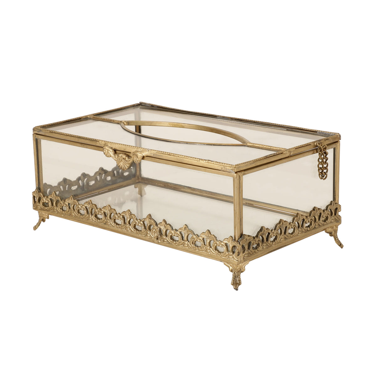 Floral Scroll Brass Napkin Box M.M.I. OVERSEAS
