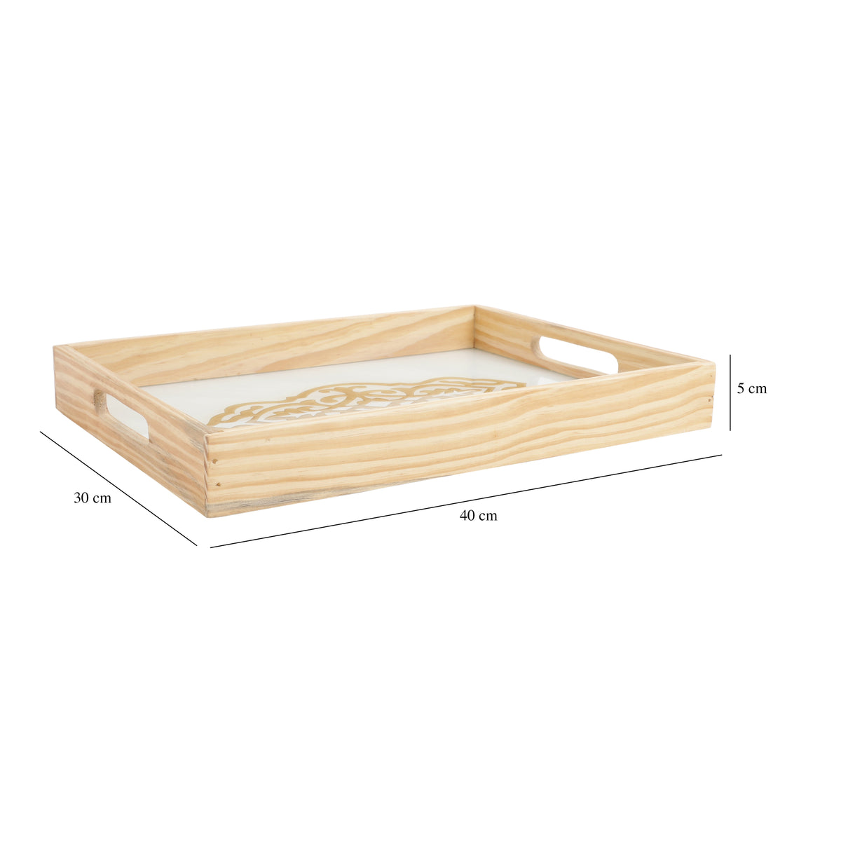 Zamora White Embossed Glass Tray M.M.I. OVERSEAS