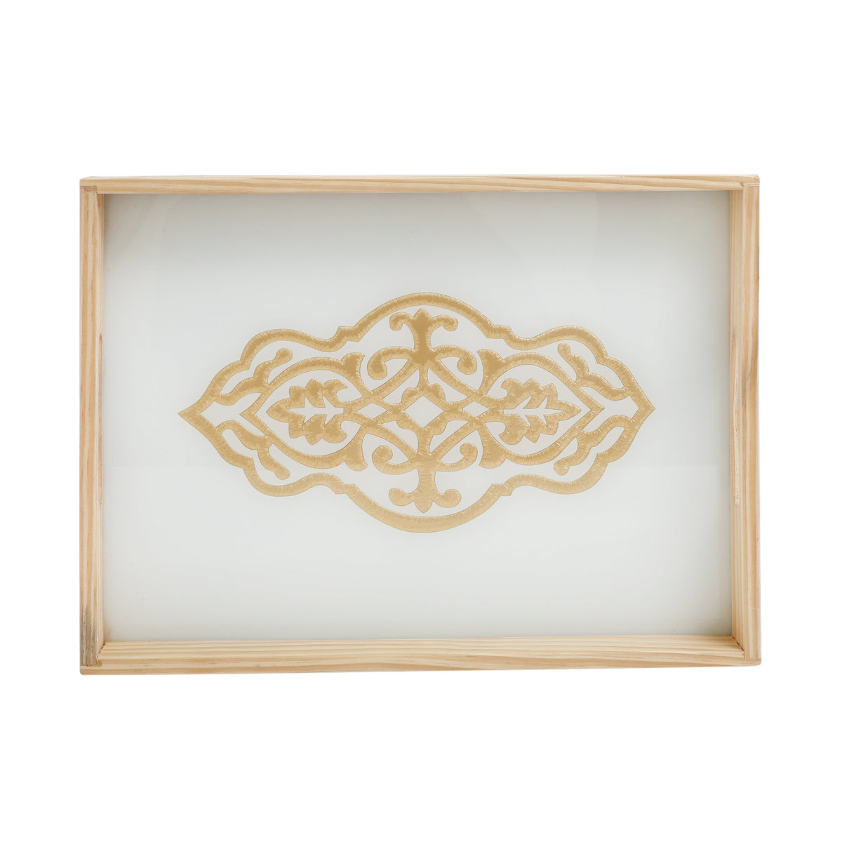 Zamora White Embossed Glass Tray M.M.I. OVERSEAS