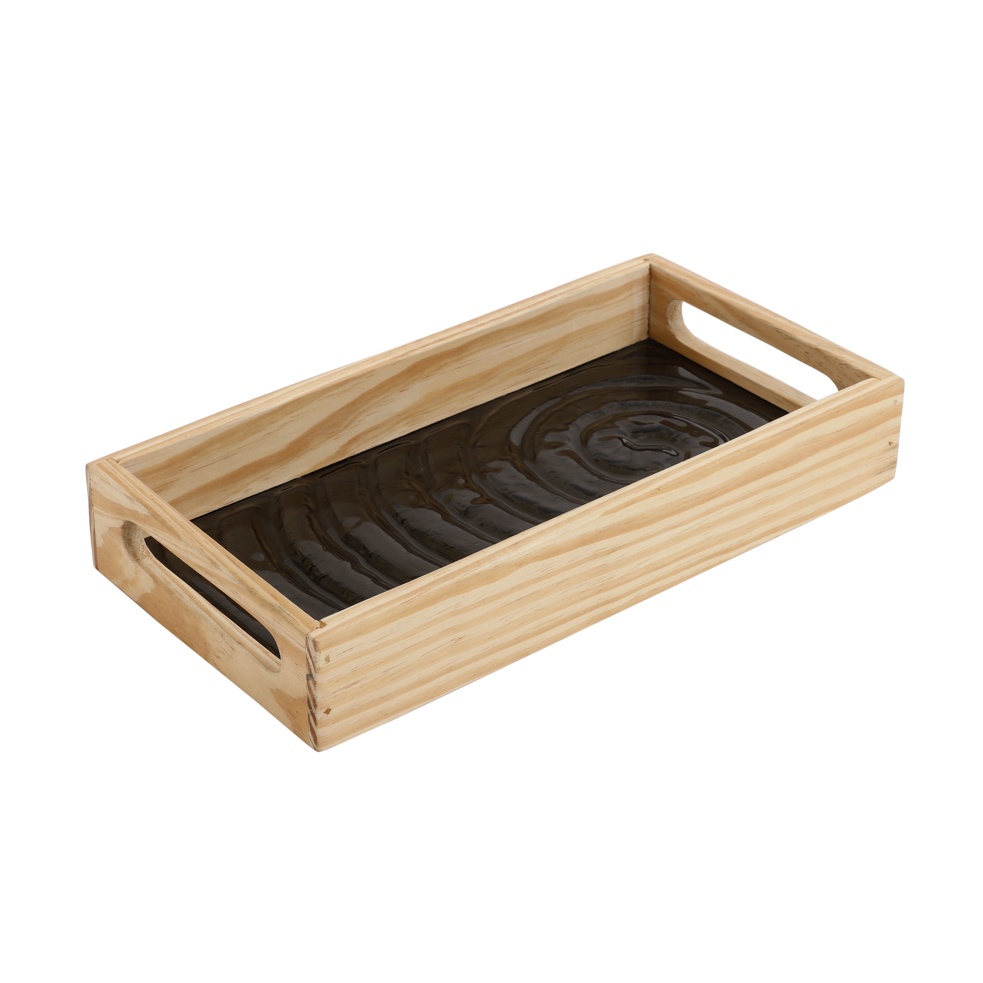 Duran Black Spiral Glass Tray - small size M.M.I. OVERSEAS
