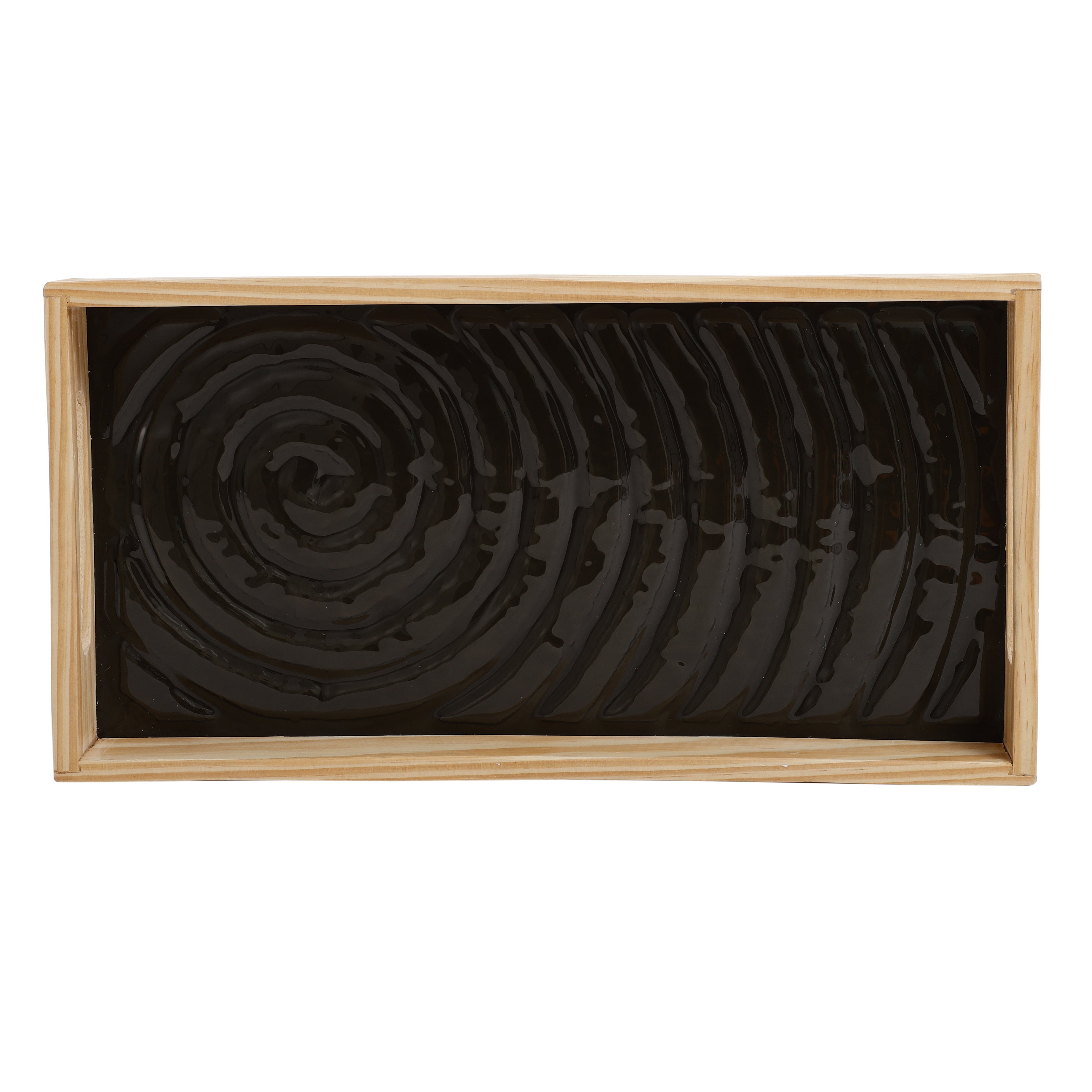Duran Black Spiral Glass Tray Set M.M.I. OVERSEAS