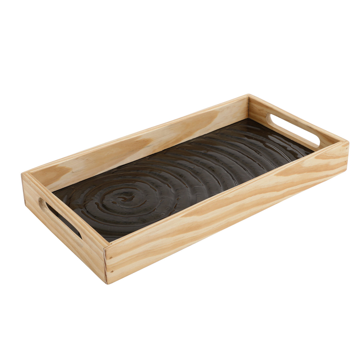 Duran Black Spiral Glass Tray M.M.I. OVERSEAS