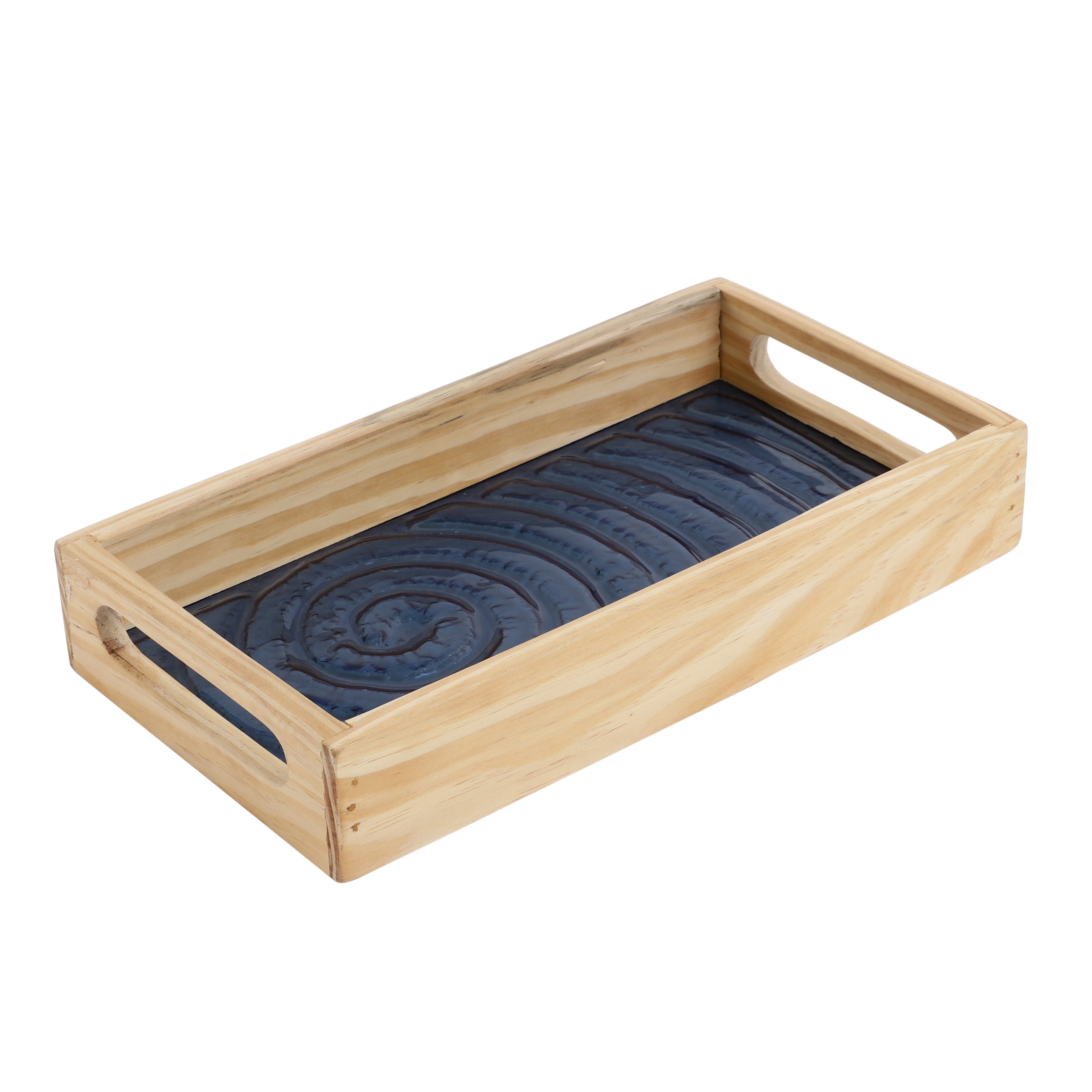 Duran Blue Spiral Glass Tray - Small Size