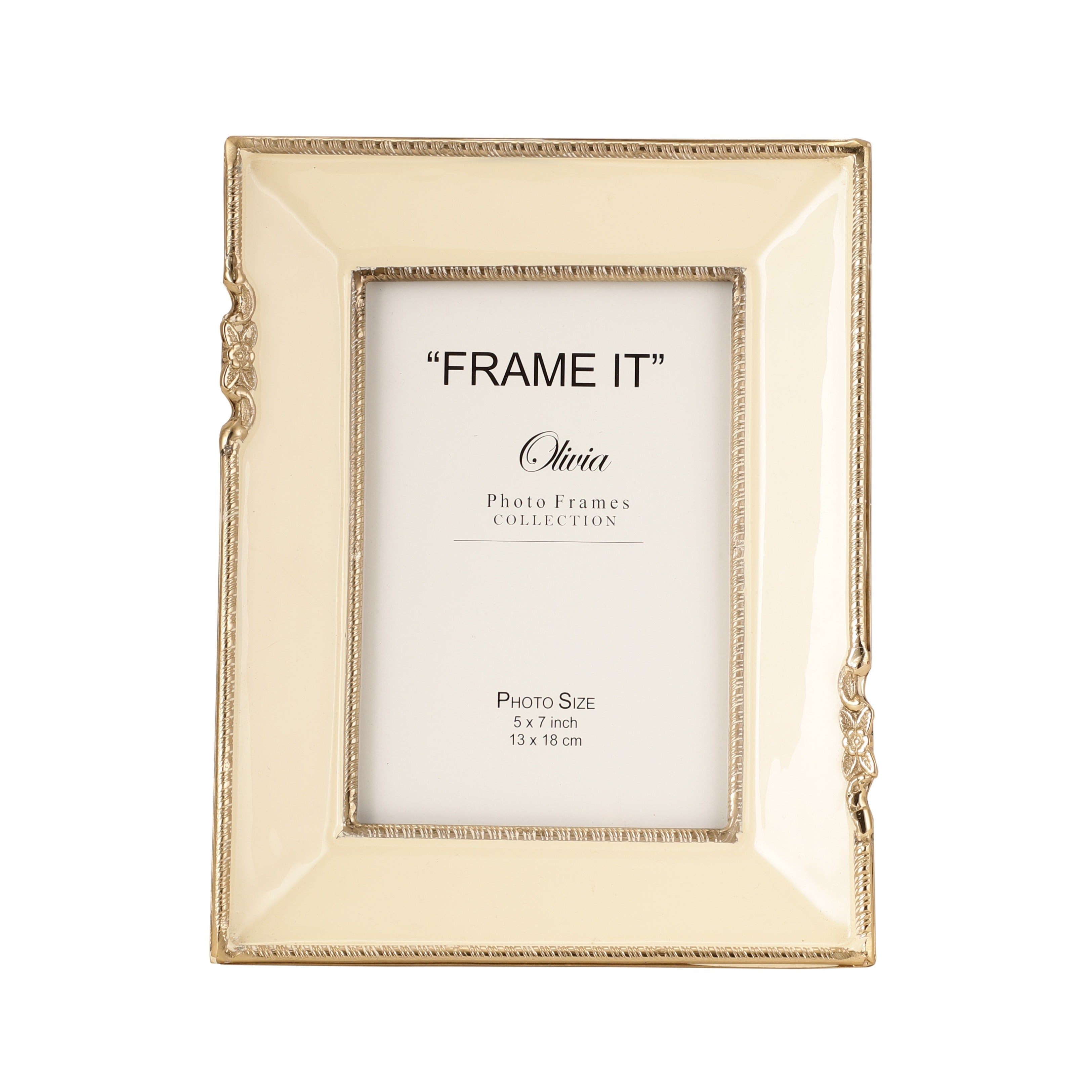 Enamel Embrace Photo frame in Ivory white