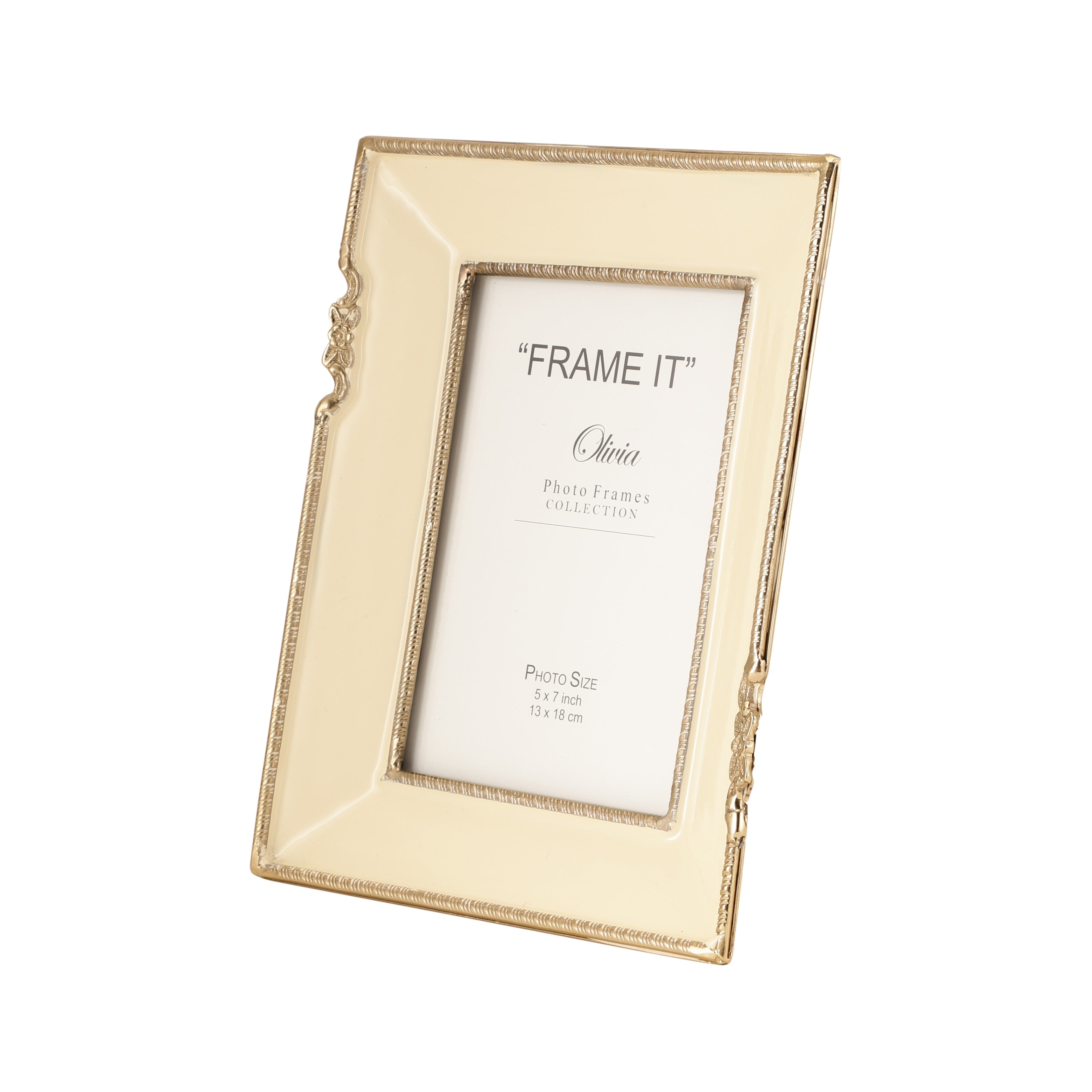 Enamel Embrace Photo frame in Ivory white