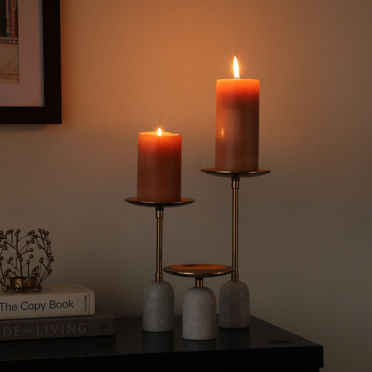 Marble Pri Pillar Candle Gold Set M.M.I. OVERSEAS