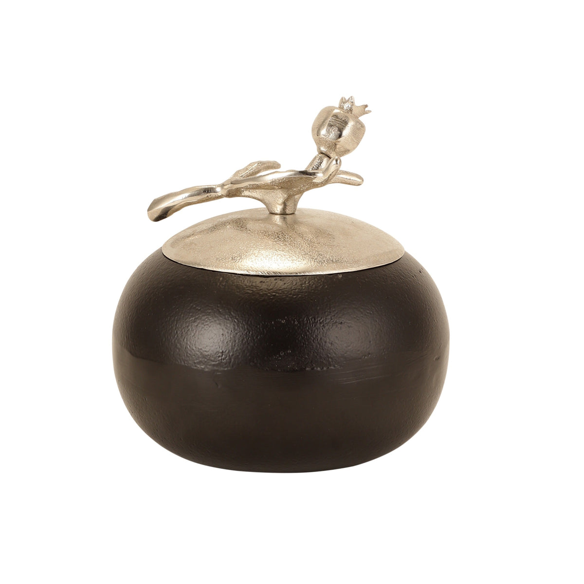 Pomegranate Metal Trinket Box in Silver Black M.M.I. OVERSEAS