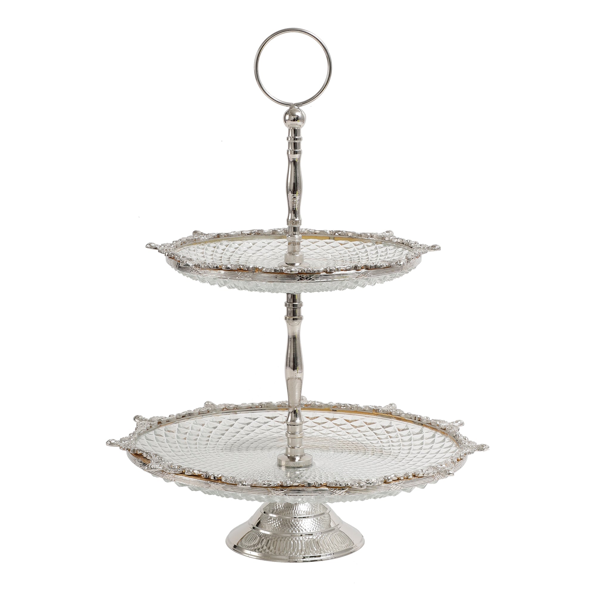 Crystal Spike Double Cake stand in silver M.M.I. OVERSEAS