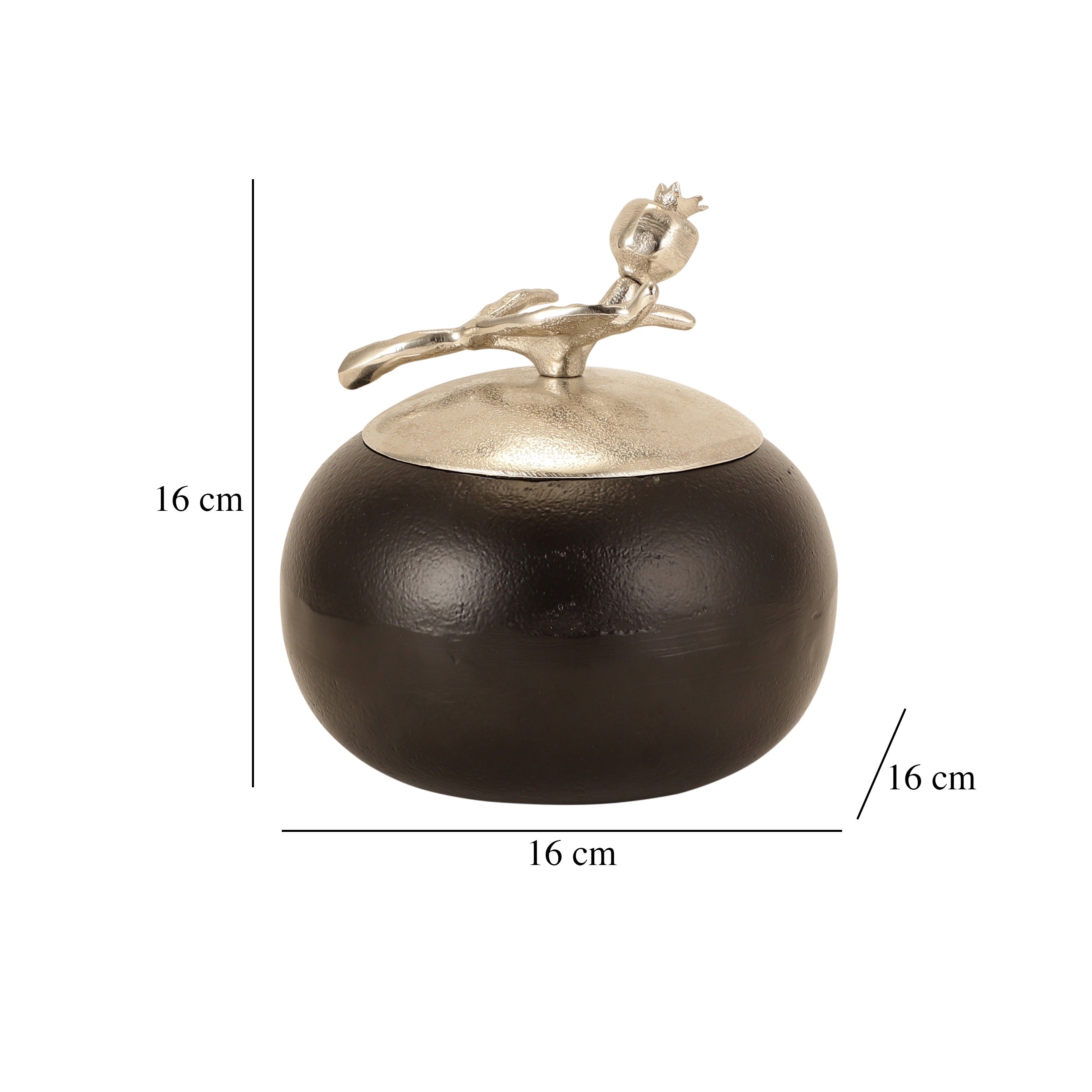 Pomegranate Metal Trinket Box in Silver Black M.M.I. OVERSEAS