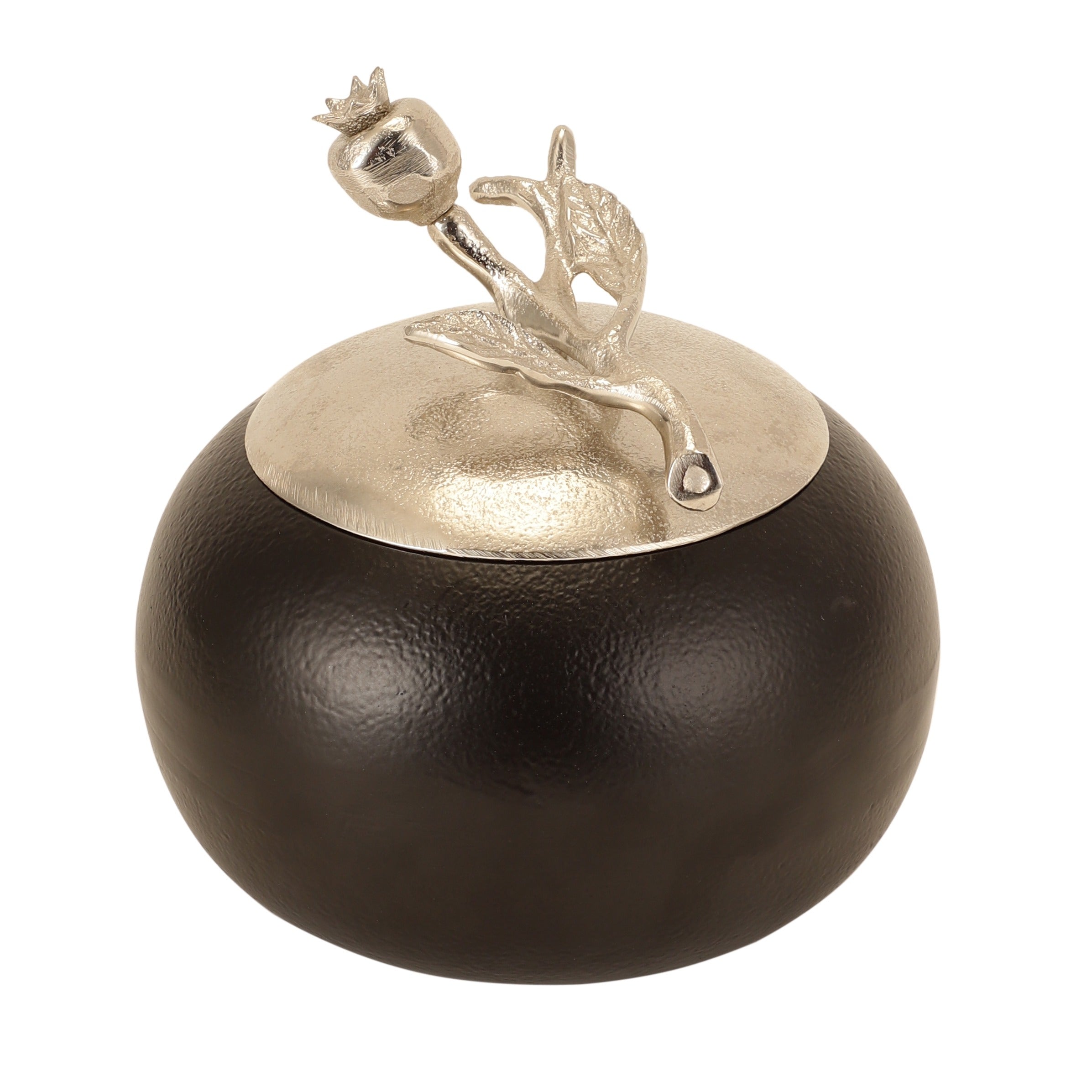 Pomegranate Metal Trinket Box in Silver Black M.M.I. OVERSEAS
