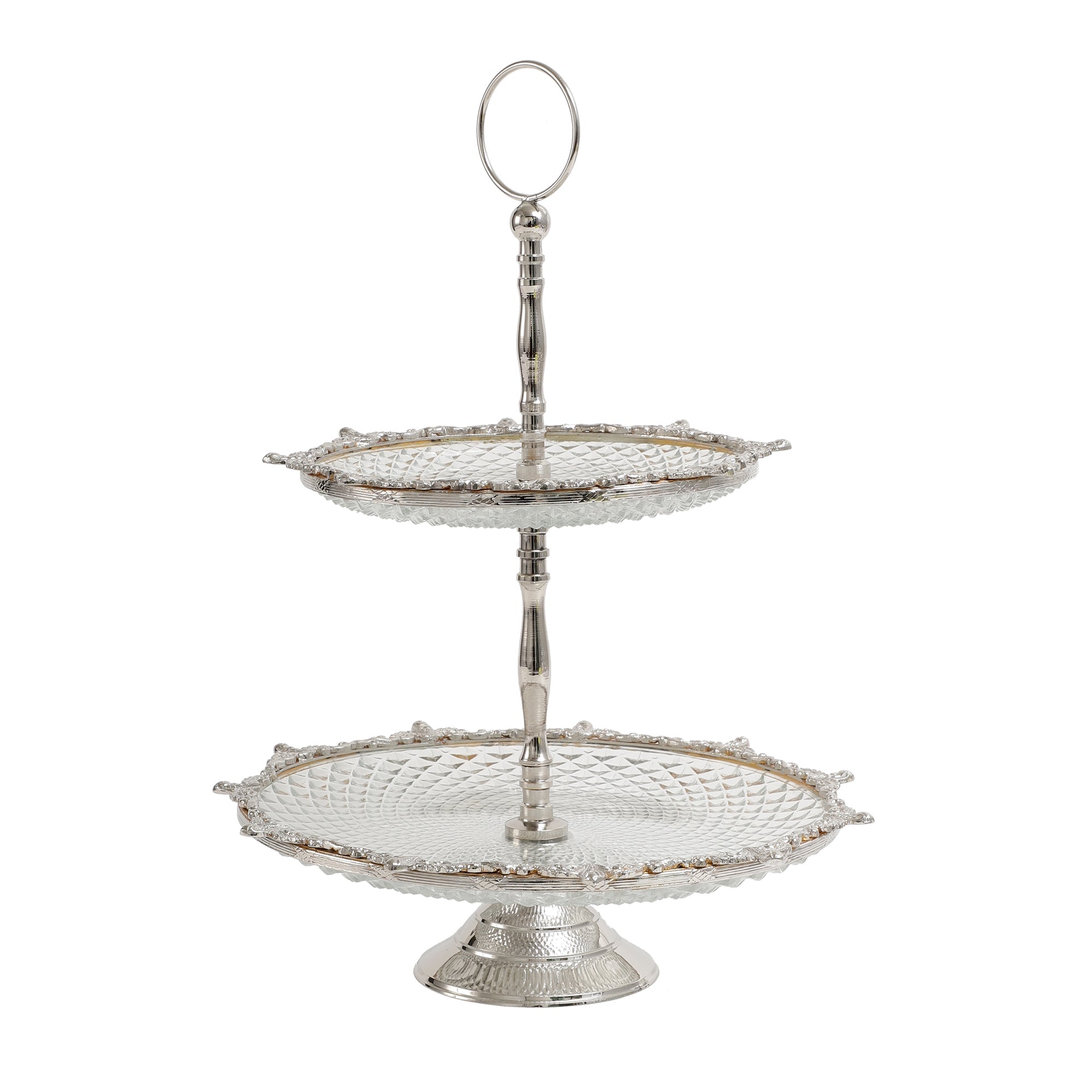 Crystal Spike Double Cake stand in silver M.M.I. OVERSEAS