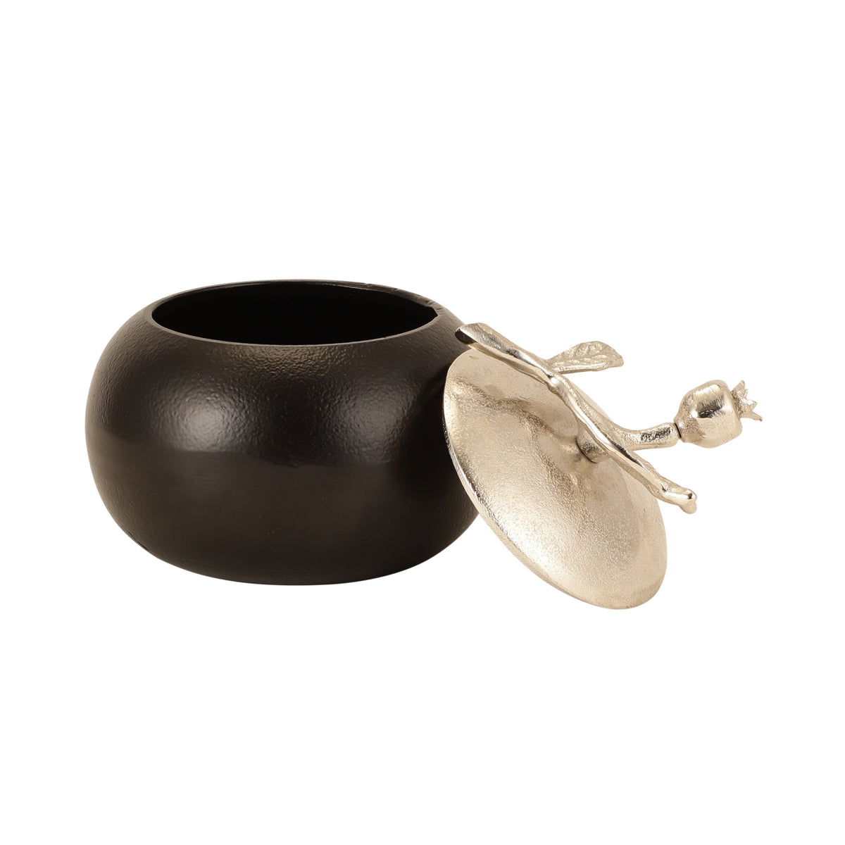 Pomegranate Metal Trinket Box in Silver Black M.M.I. OVERSEAS