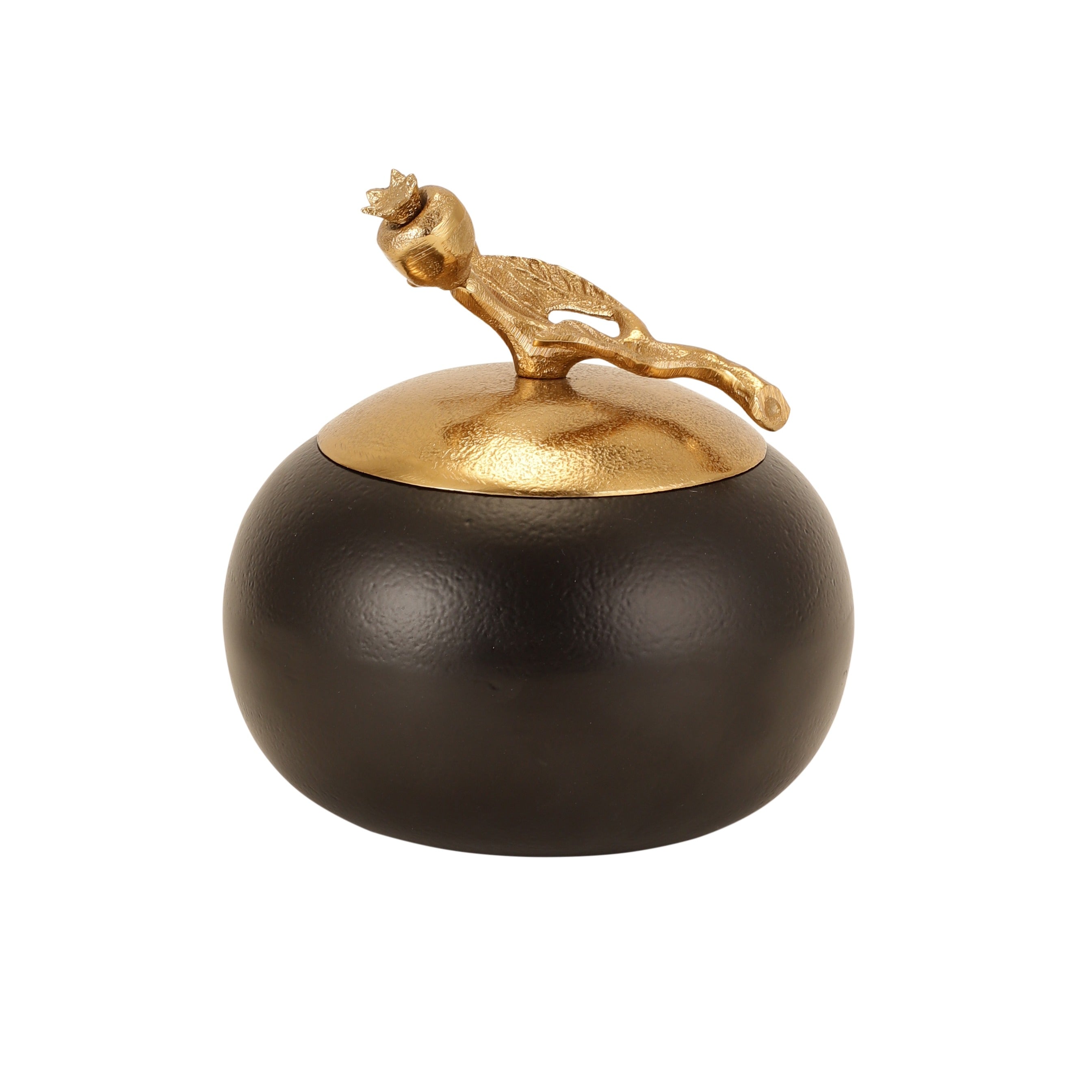 Pomegranate Metal Trinket Box in Gold Black M.M.I. OVERSEAS