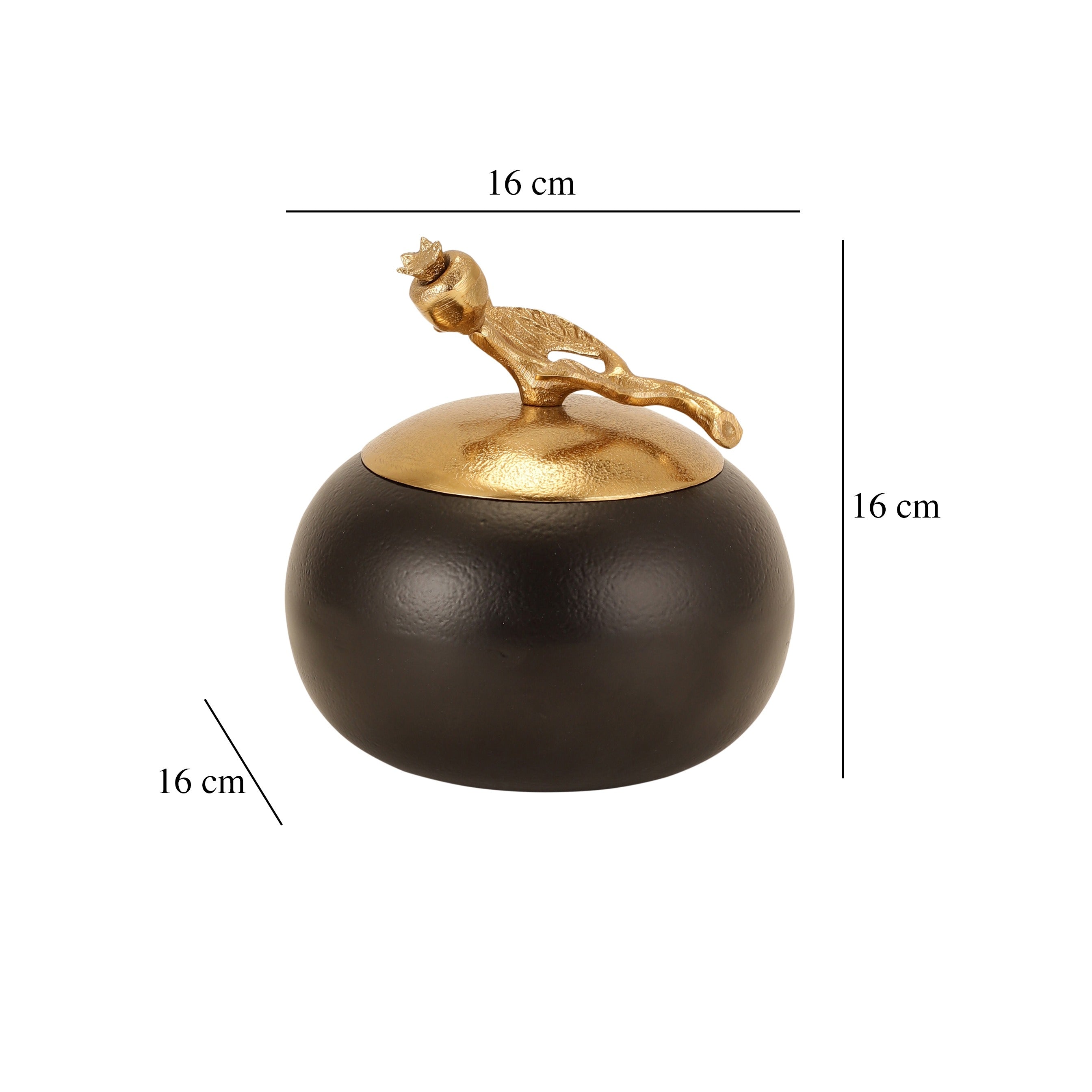 Pomegranate Metal Trinket Box in Gold Black M.M.I. OVERSEAS